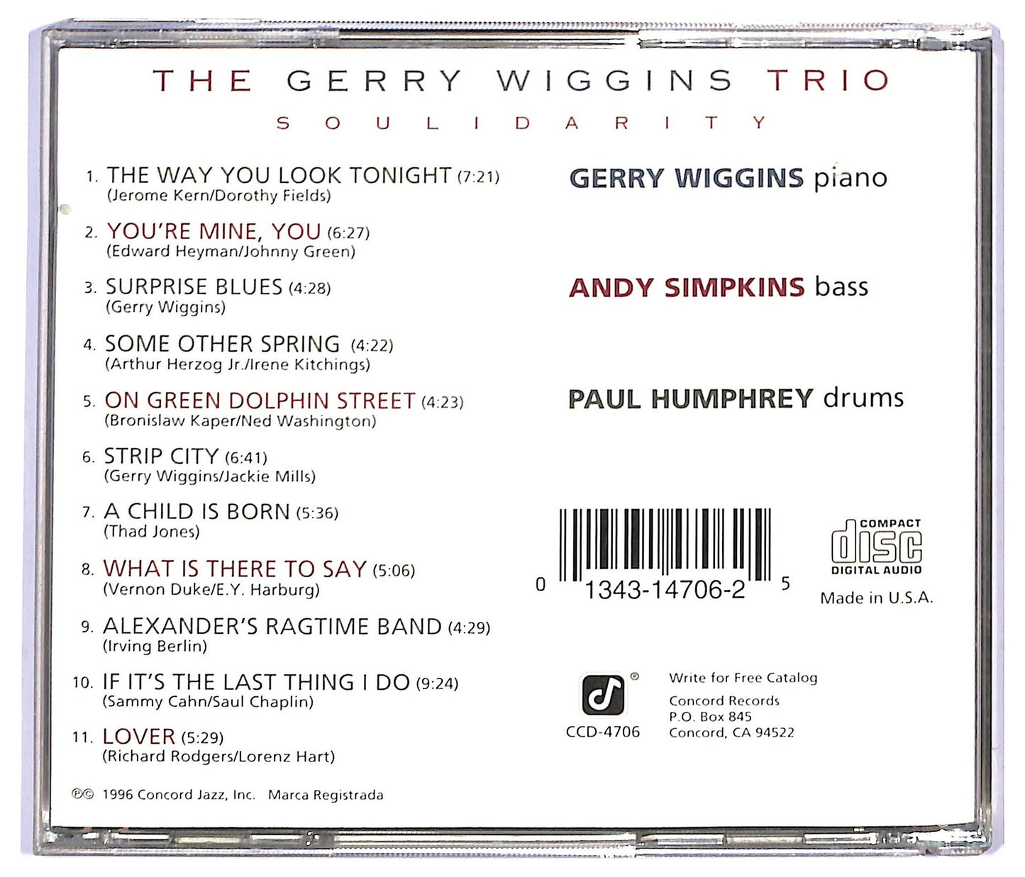 EBOND The Gerry Wiggins Trio - Soulidarity CD CD090235