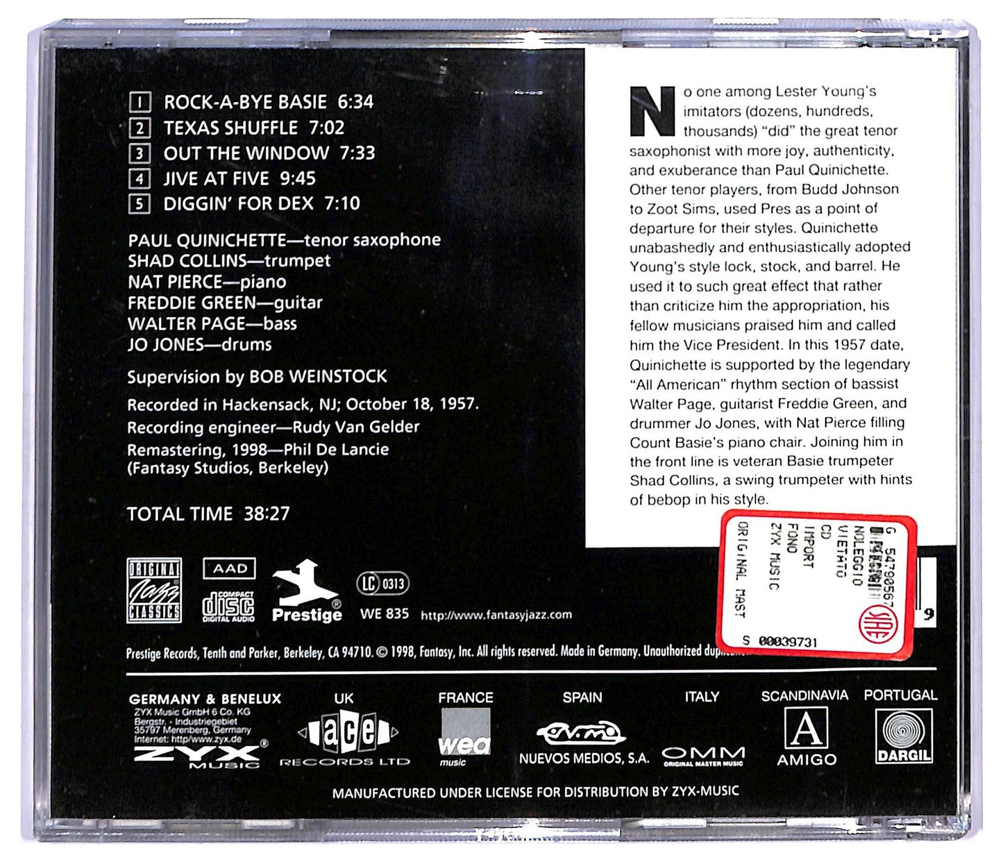 EBOND Paul Quinichette - For Basie CD CD090253