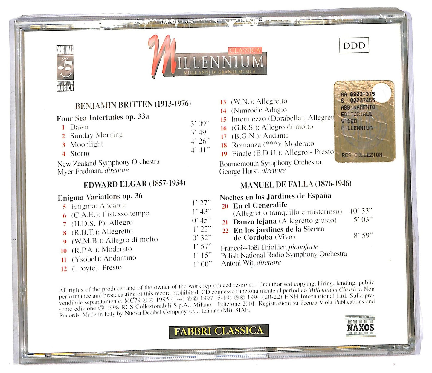 EBOND Britten Elgar De Falla - Four Sea Interludes op 33 a CD CD090301