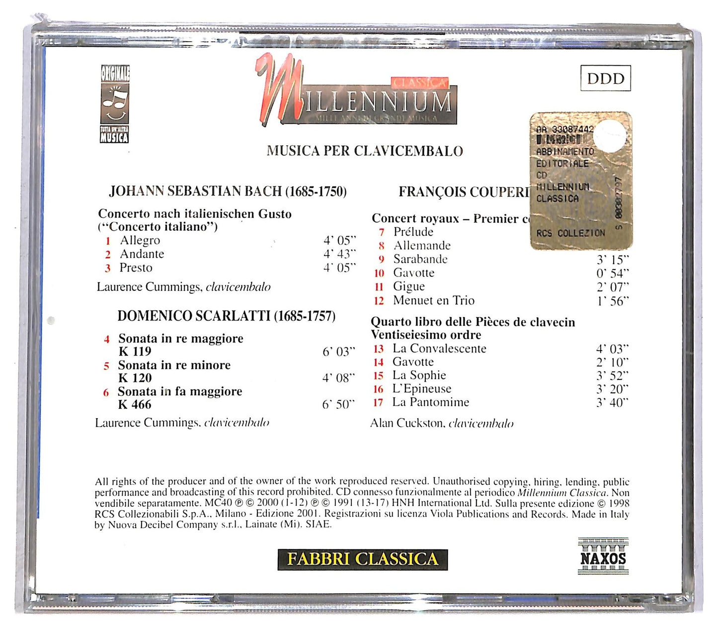 EBOND Bach Scarlatti Couperin - Musica Per Clavicembalo CD CD090306
