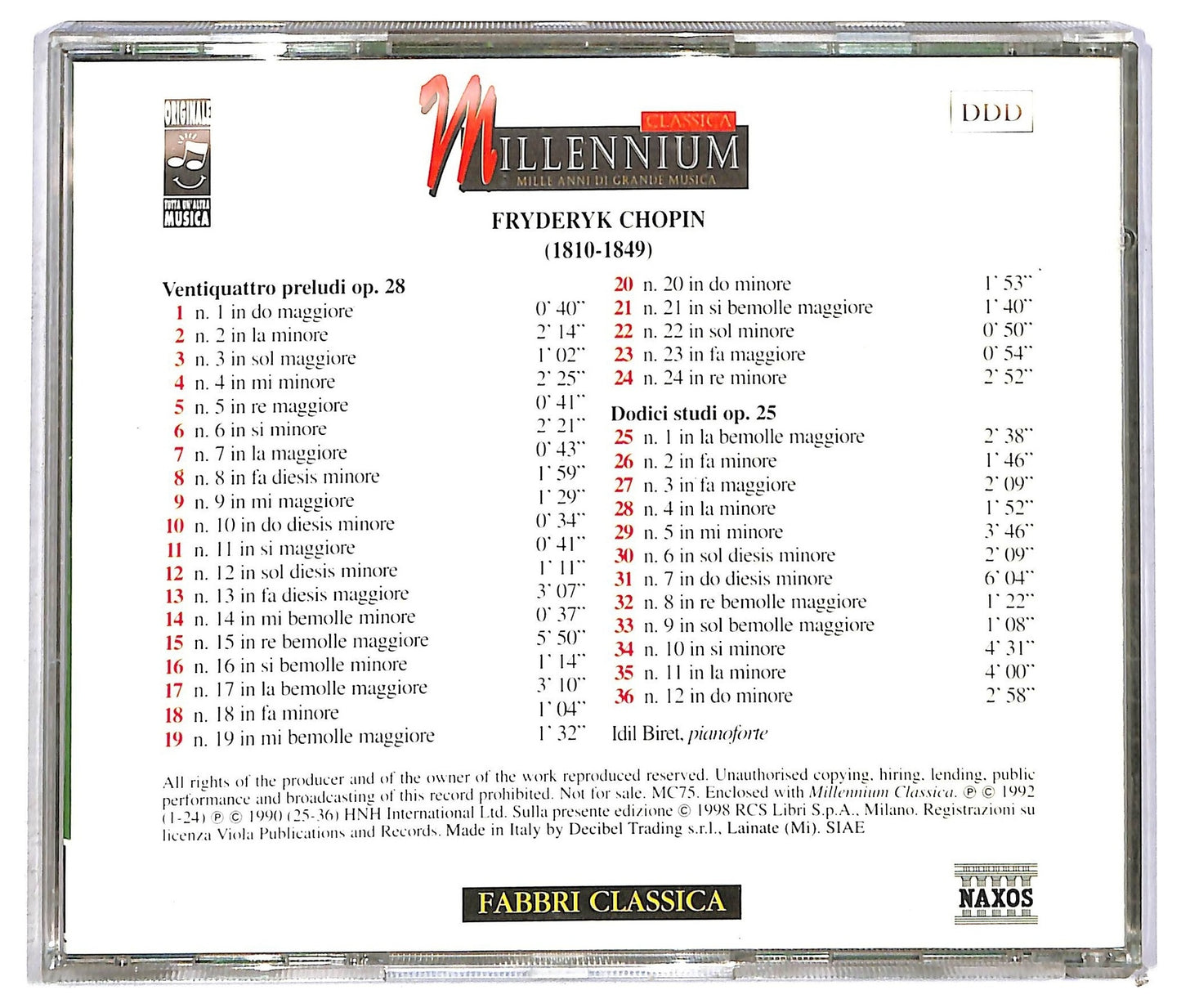 EBOND Chopin - Ventiquattro Preludi Op. 28 Dodici Studi Op. 25 CD CD090316