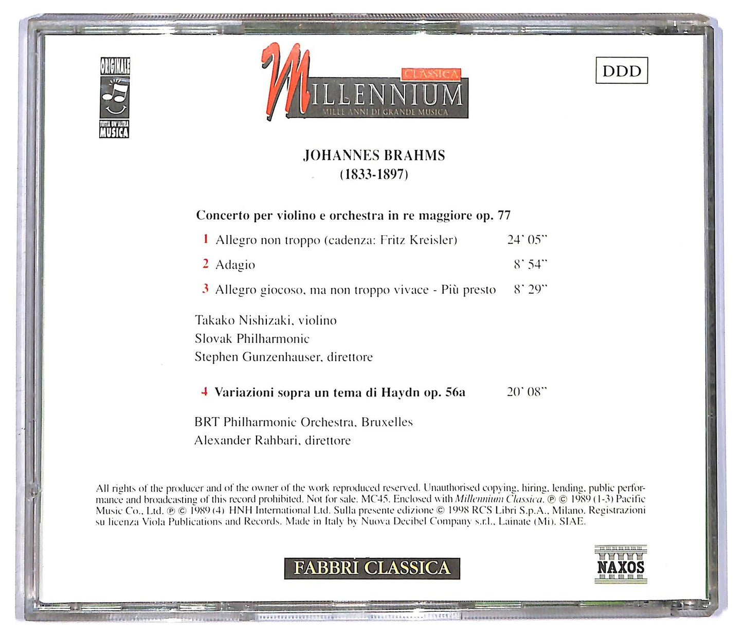 EBOND Brahms - Concerto Per Violino In Re Maggiore Op. 77 CD CD090320