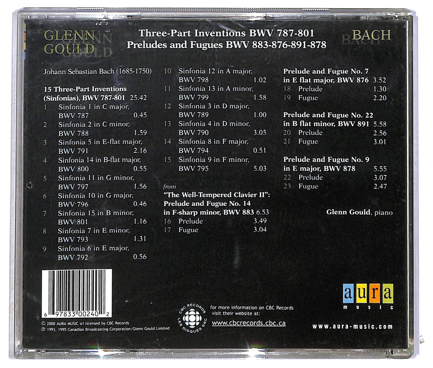 EBOND Glenn Gould - Inventioni A Tre Voci - PreludI E Fughe Bach CD CD090341