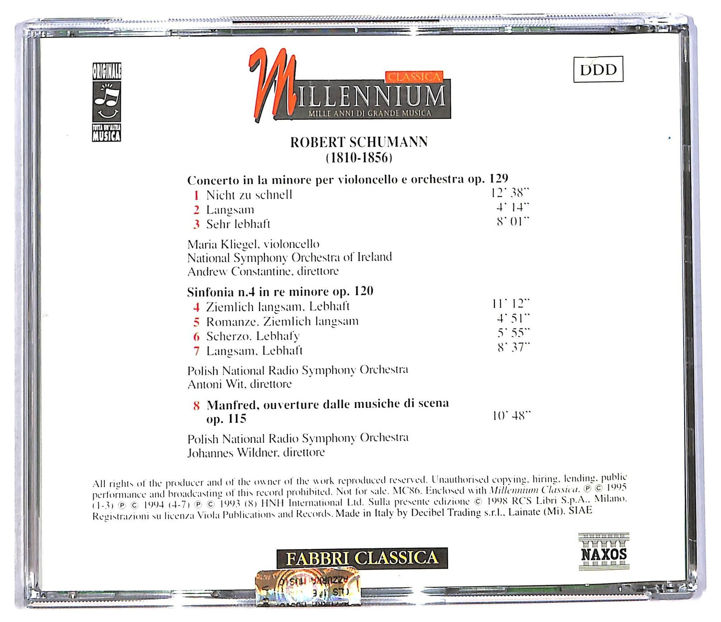 EBOND Schumann - Concerto In La Minore Per Violoncello E Orchestra Op. 129 CD CD090360