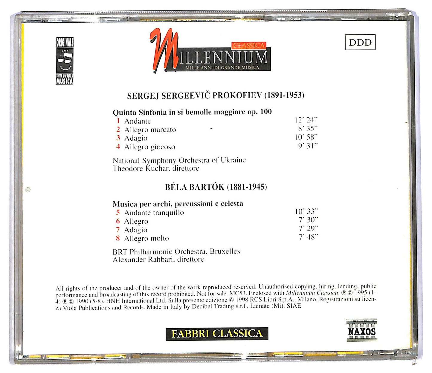 EBOND Prokofiev Bartok - Quinta Sinfonia In Si Bemolle Maggiore Op. 100 CD CD090401