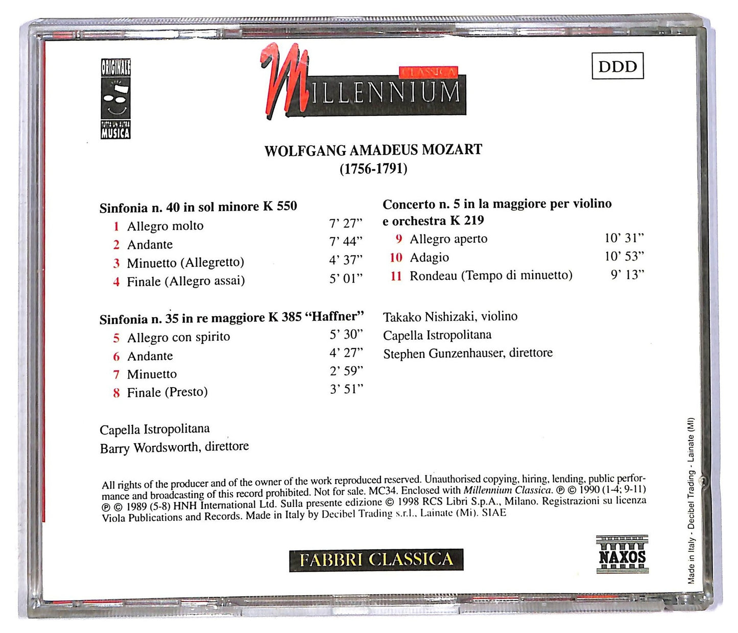 EBOND Mozart - Sinfonia N. 40 In Sol Minore K 550 CD CD090402