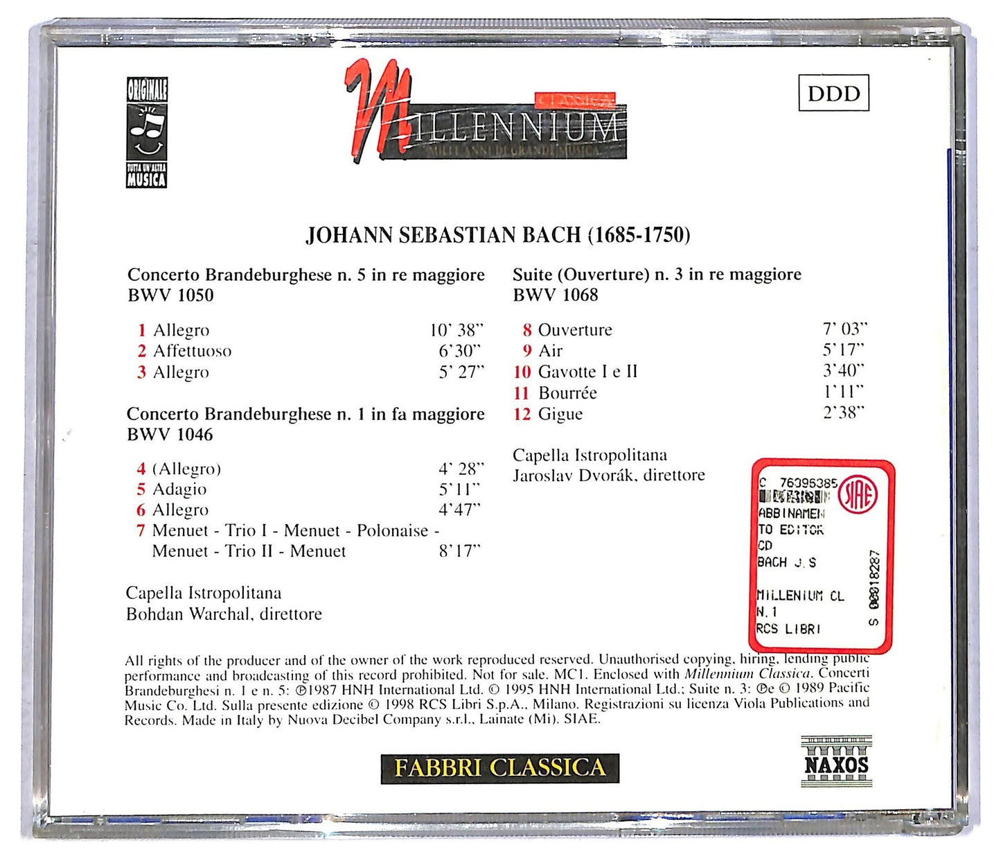 EBOND Bach - Concerti Brandeburghesi N. 1 e N. 5 Suite N. 3 CD CD090407
