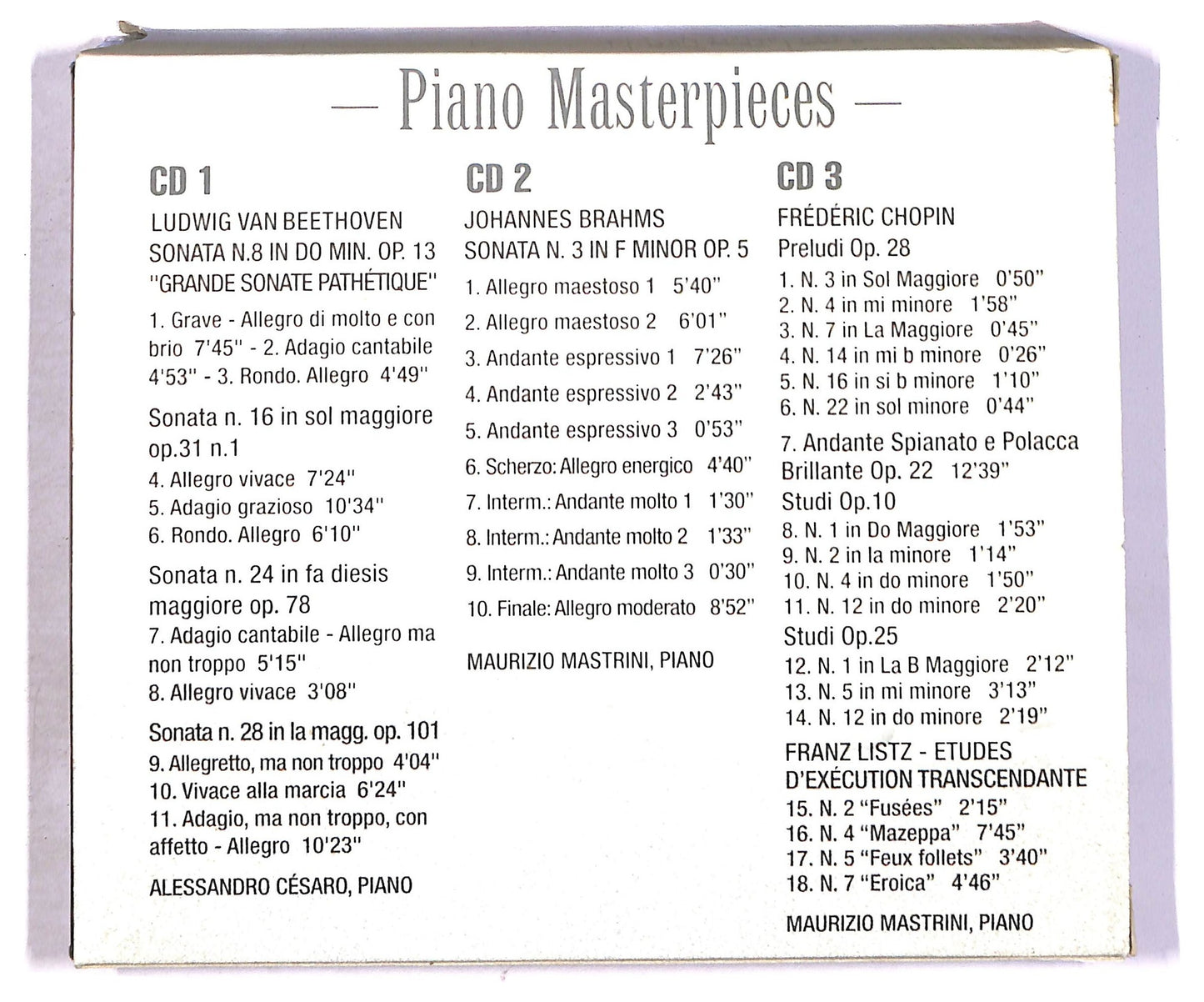 EBOND Various - Piano Masterpieces Masterworks CD CD090442