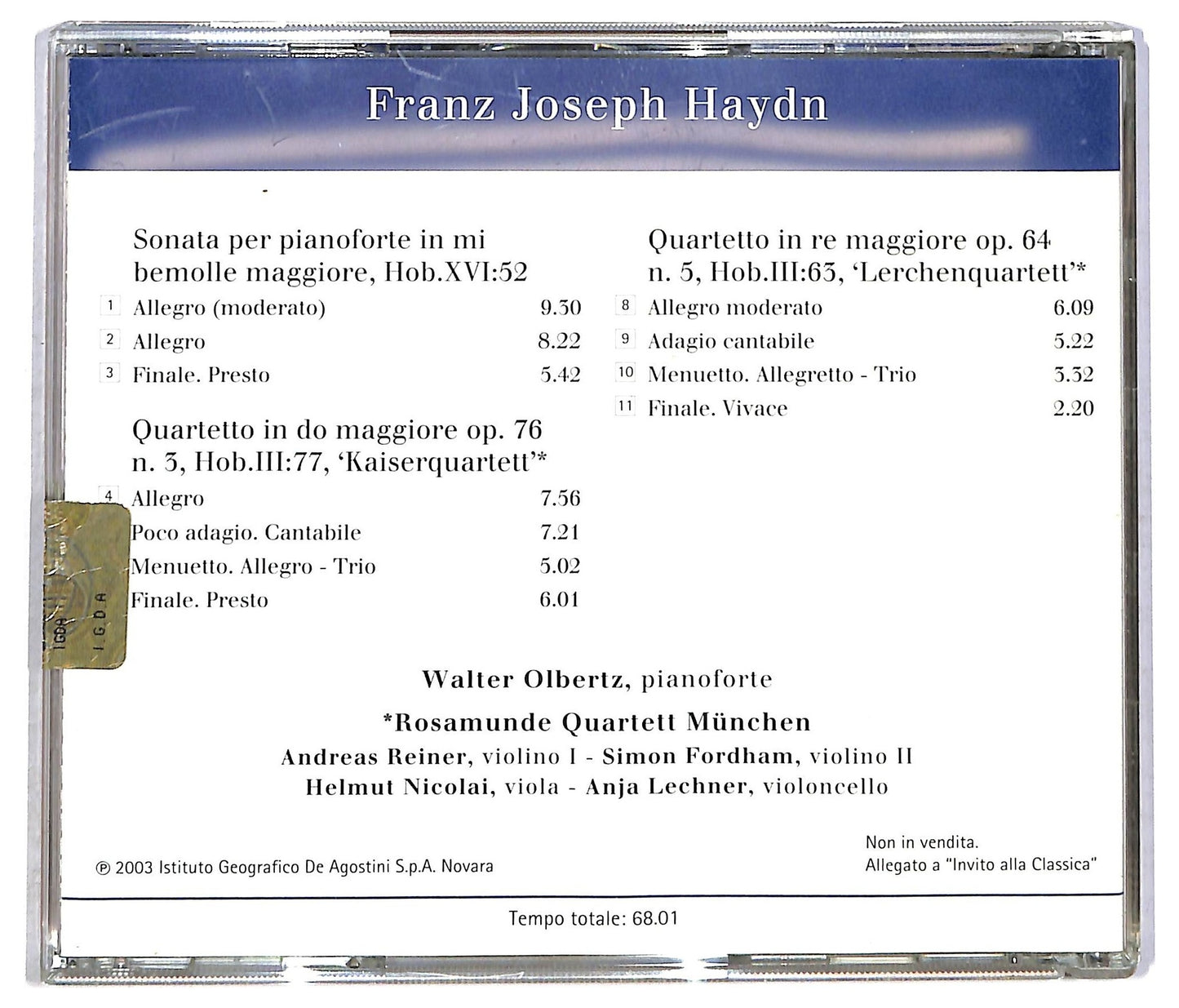 EBOND Haydn - Sonata Per Pianoforte Hob.XVI:52 CD CD090503
