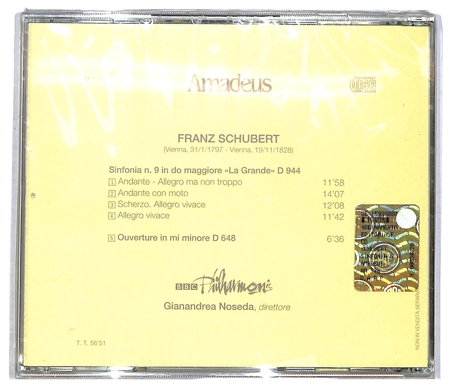EBOND Schubert - Sinfonia N. 9 In Do Maggiore La Grande Ouverture In Mi Minore CD CD090510
