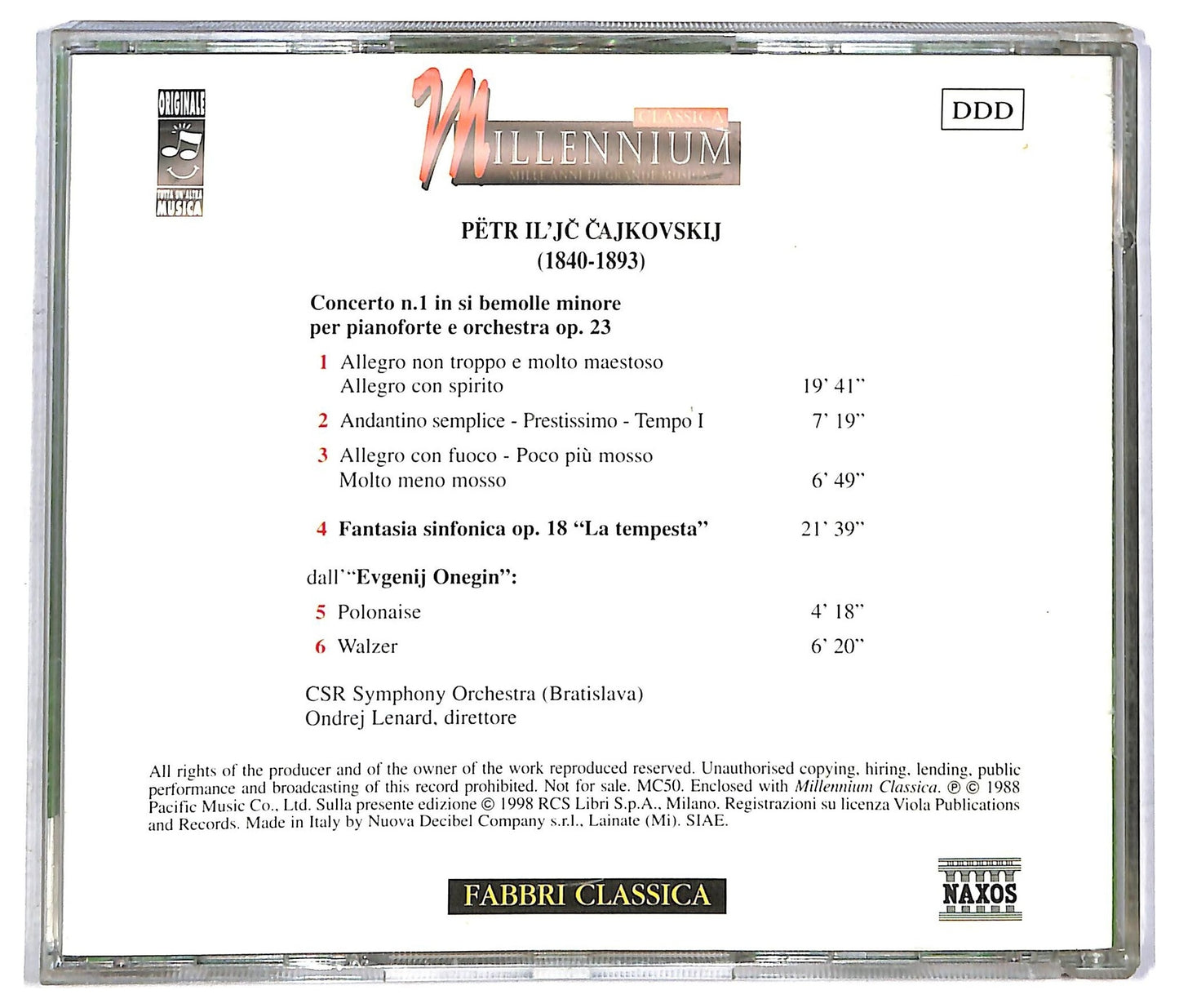 EBOND Čajkovskij - Concerto N.1 In Si Bemolle Minore Op.23 CD CD090514