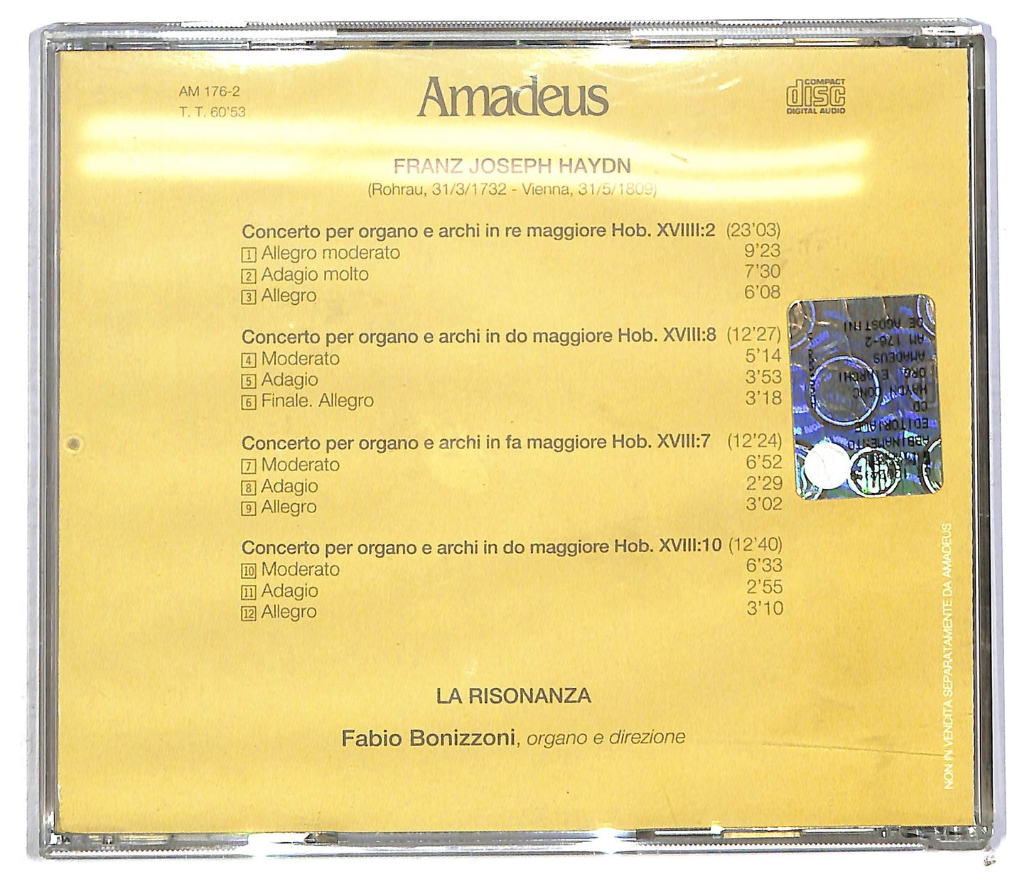 EBOND Haydn La Risonanza Fabio Bonizzoni - Concerti Per Organo E Archi CD CD090520