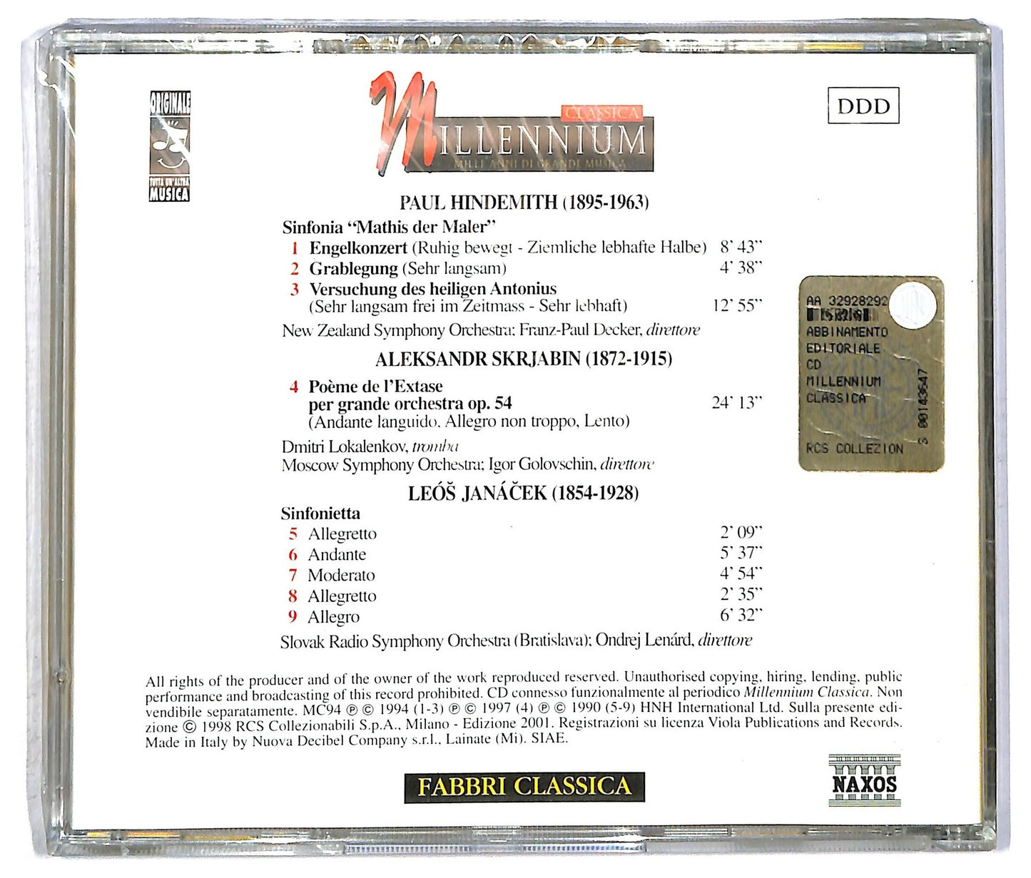 EBOND Hindemith Skrjabin Janaček - Sinfonia Mathis Der Maler CD CD090523