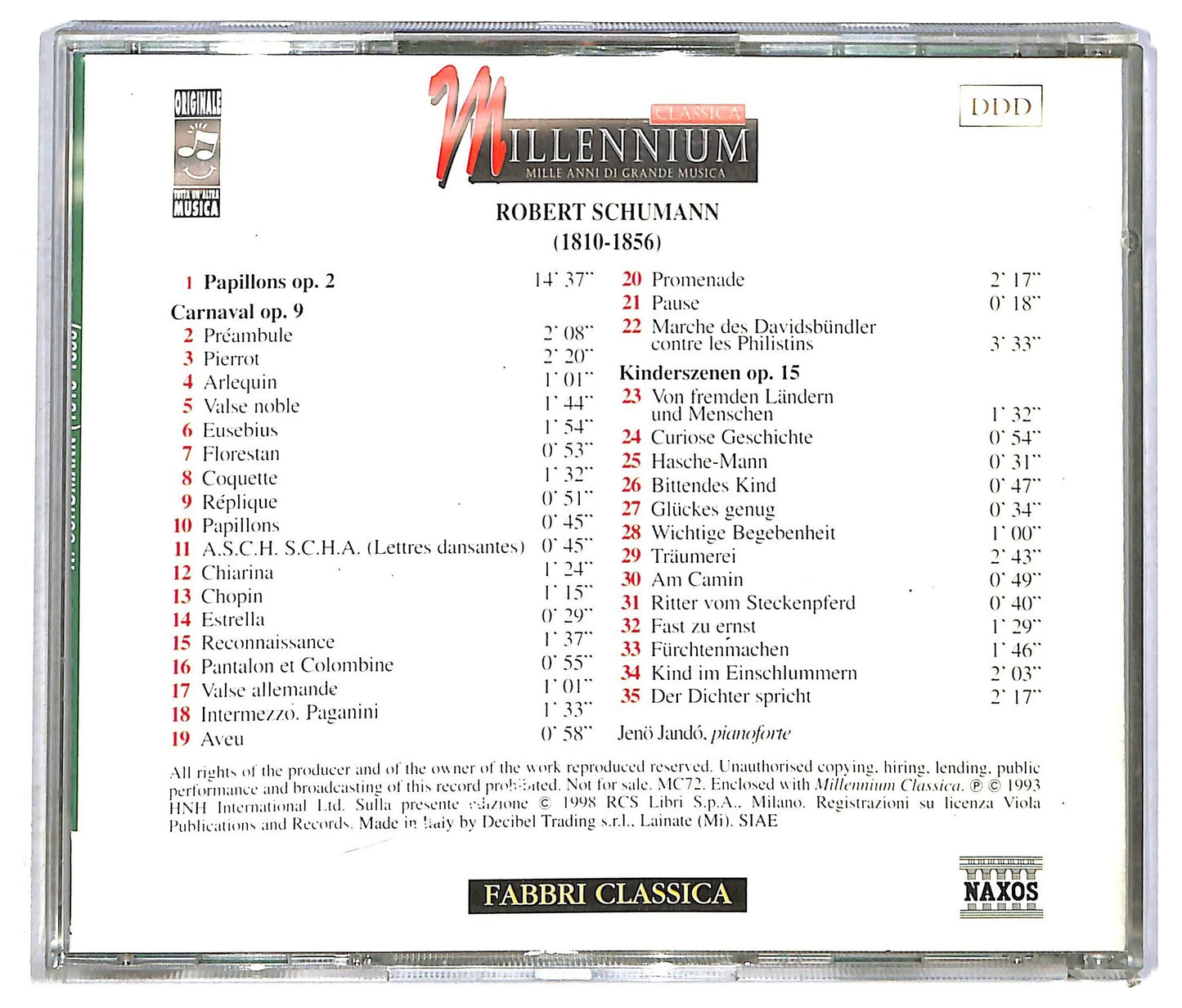 EBOND Schumann - Papillons Op. 2 Carnaval Op. 9 CD CD090531