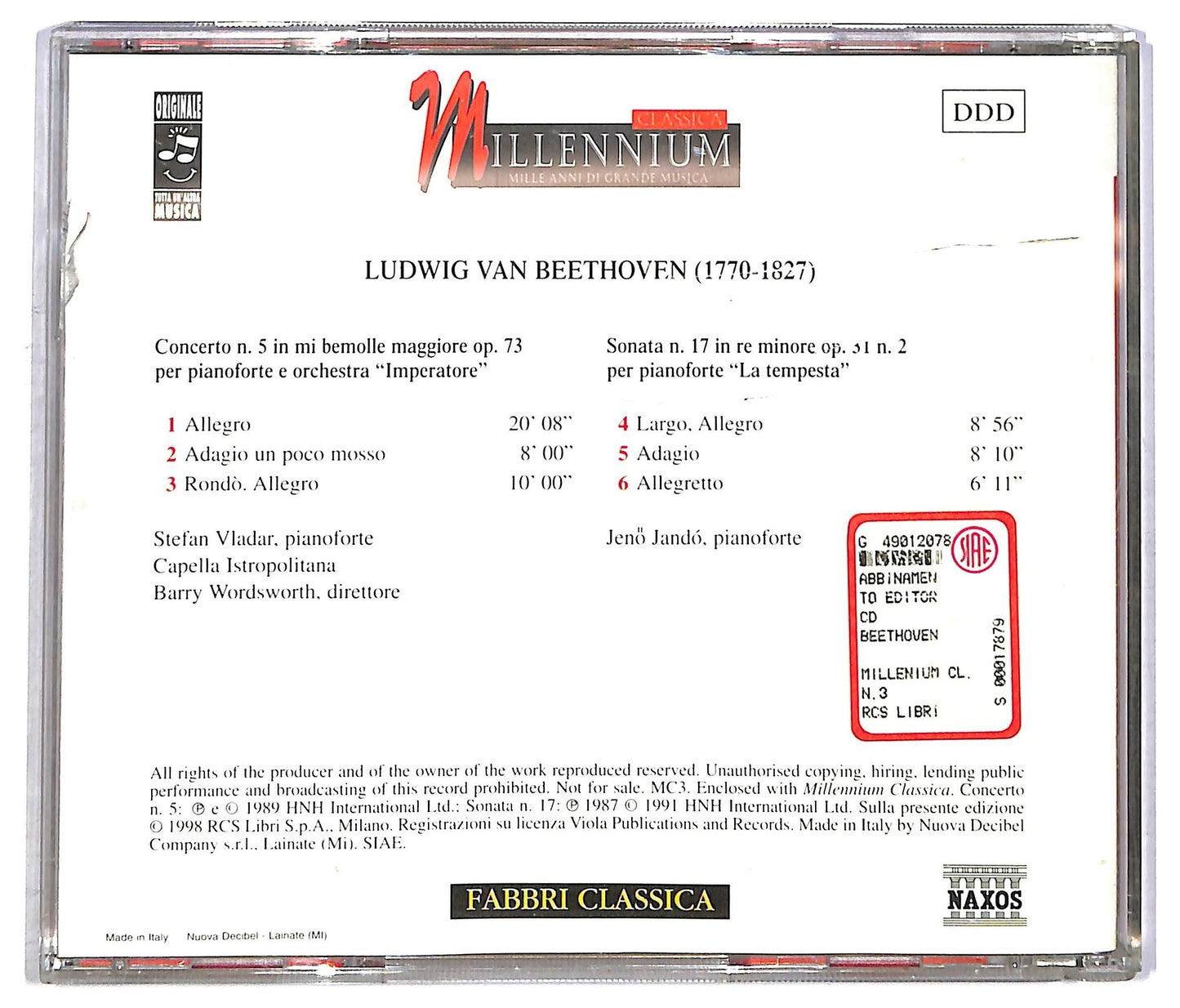 EBOND Beethoven - Concerto Per Pianoforte E Orchestra Imperatore CD CD090638