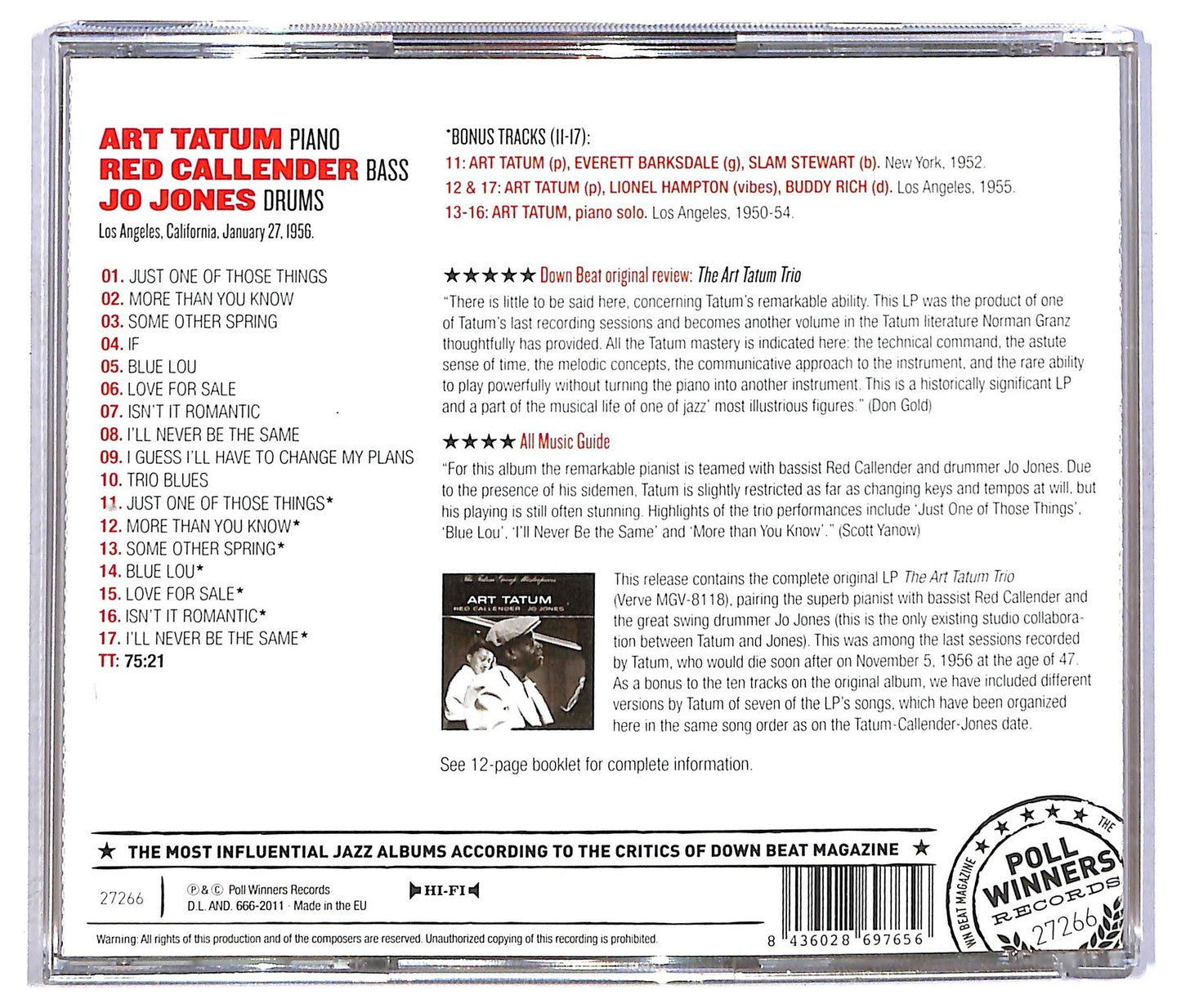 EBOND Art Tatum Trio Red Callender Jo Jones - The Legendary 1956 Session CD CD090704