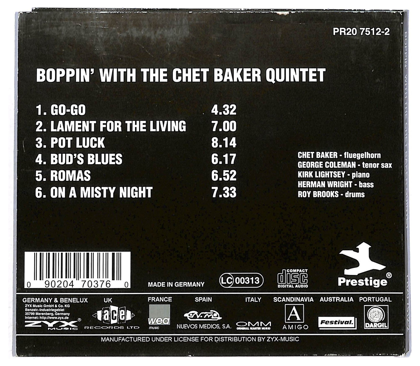 EBOND The Chet Baker Quintet - Boppin' With The Chet Baker Quintet CD CD090710