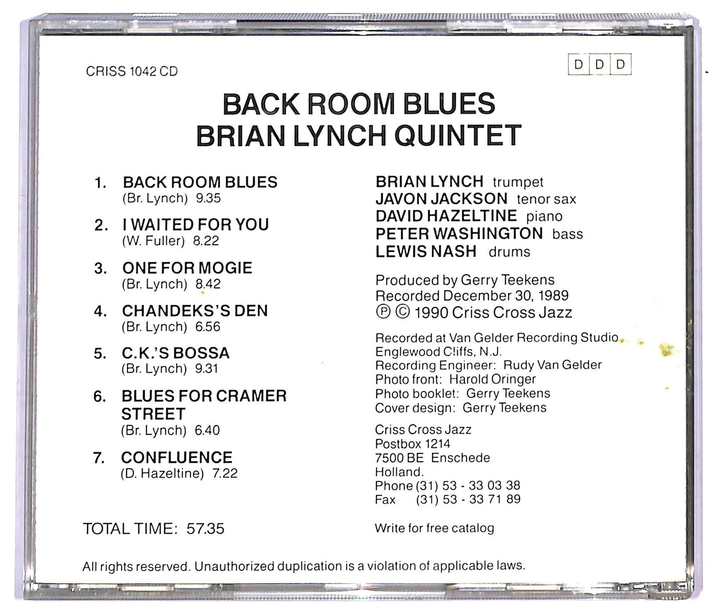 EBOND Brian Lynch Quintet - Back Room Blues CD CD090827