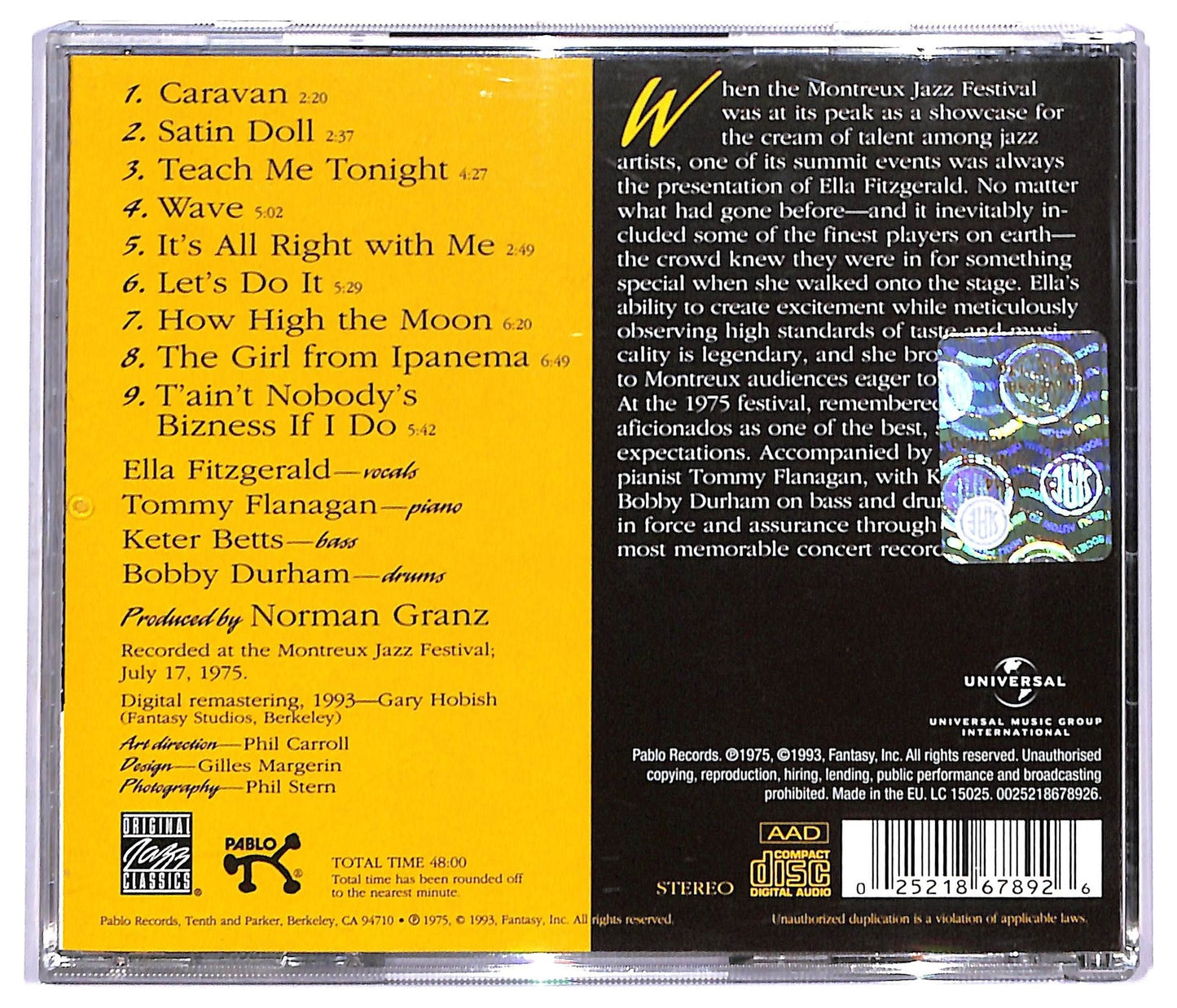 EBOND Ella Fitzgerald - At The Montreux Jazz Festival 1975 CD CD090863