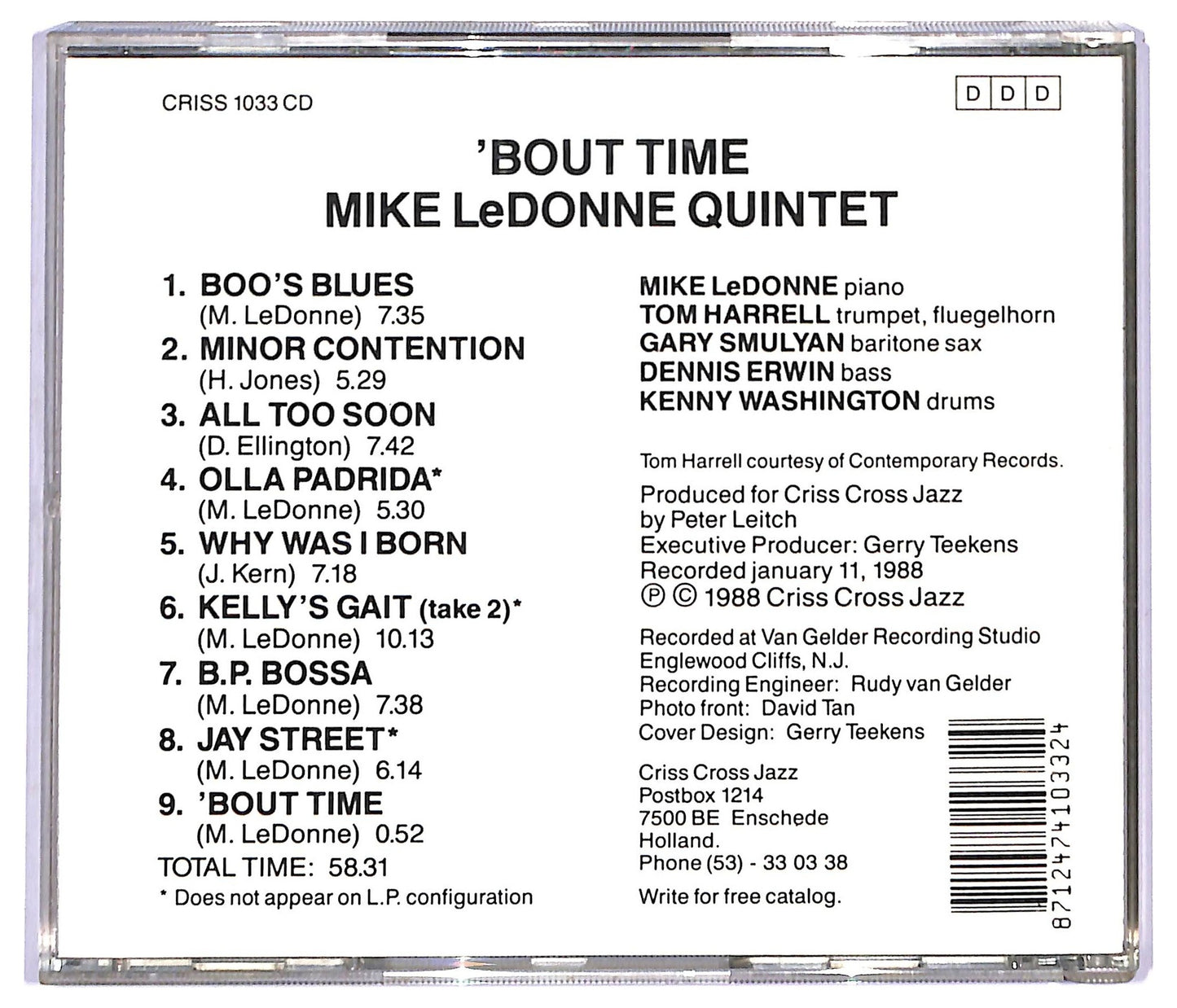 EBOND Mike LeDonne Quintet - 'Bout Time CD CD090921