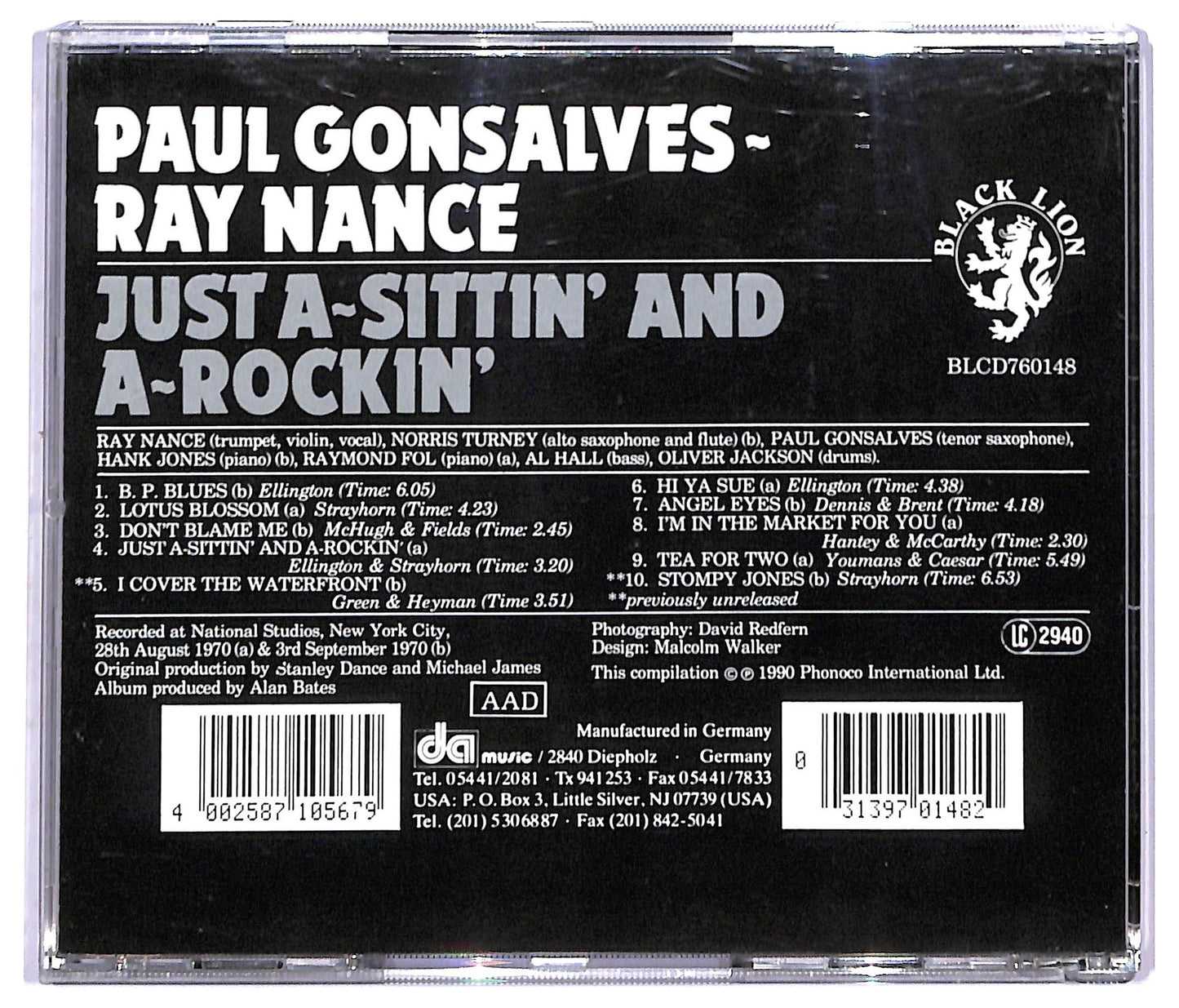 EBOND Paul Gonsalves Ray Nance - Just A-Sittin' And -Rockin' CD CD090922
