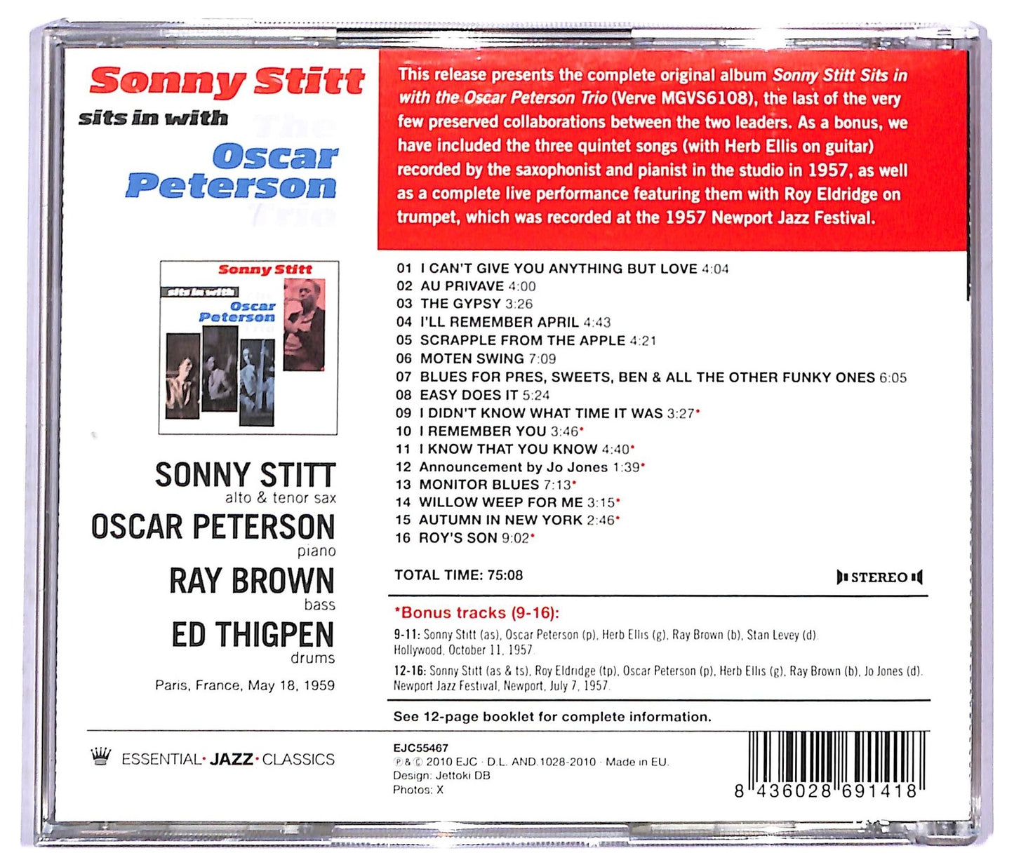 EBOND Sonny Stitt The Oscar Peterson Trio - Sonny Stitt, The Oscar Peterson Trio CD CD090936