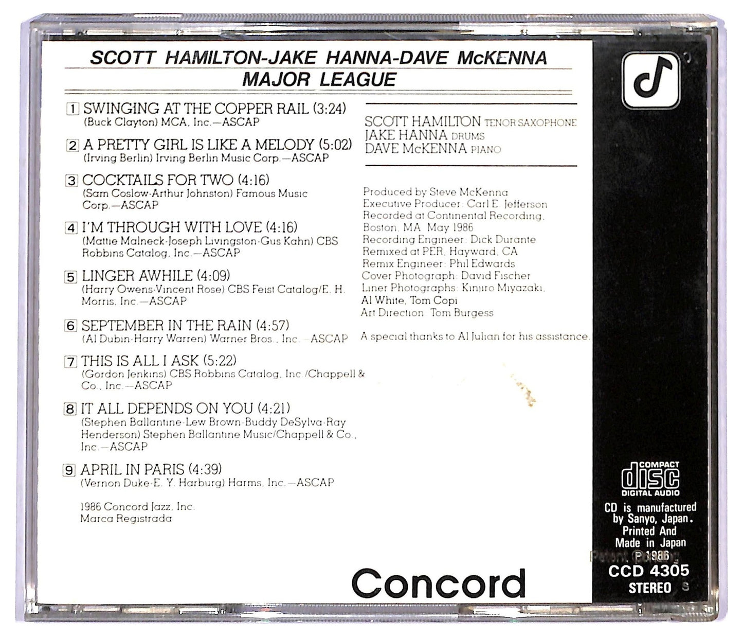EBOND Scott Hamilton Jake Hanna - Major League CD CD090939