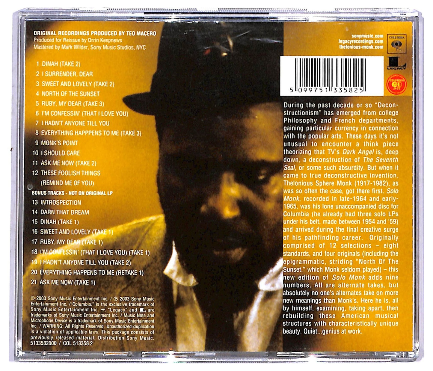 EBOND Thelonious Monk - Solo Monk CD CD090954