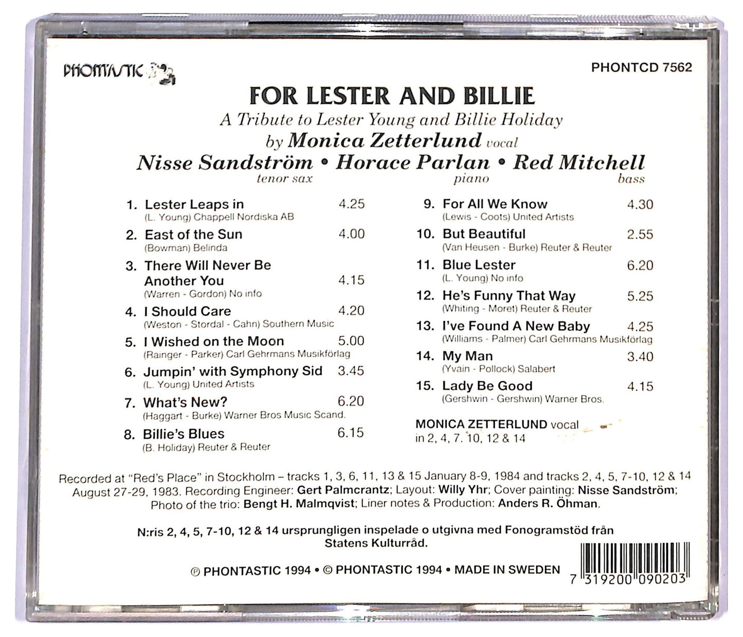 EBOND Monica Zetterlund - For Lester And Billie CD CD091023