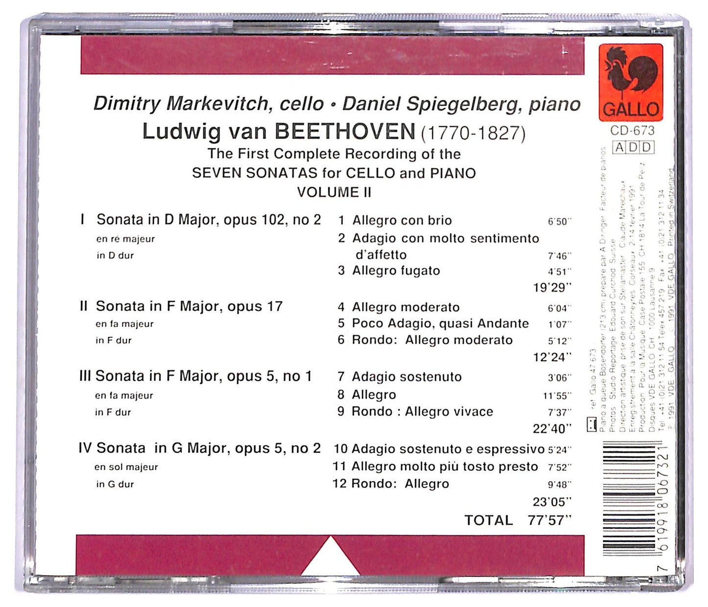 EBOND Ludwig van Beethoven - Seven Sonatas For Cello And Piano Vol. II CD CD091043