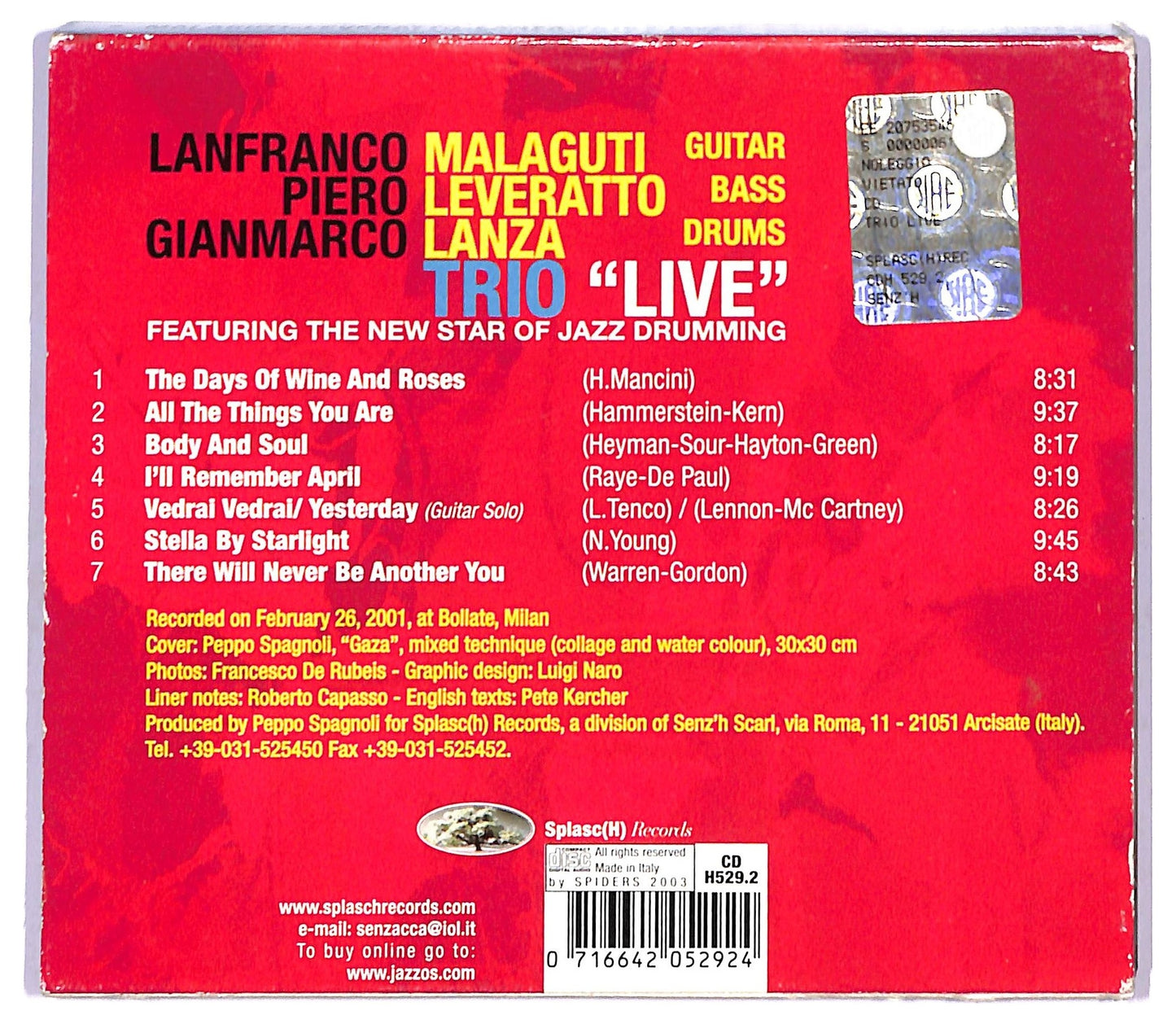 EBOND Lanfranco Malaguti Piero Leveratto Gianmarco Lanza - Trio 'Live' CD CD091047