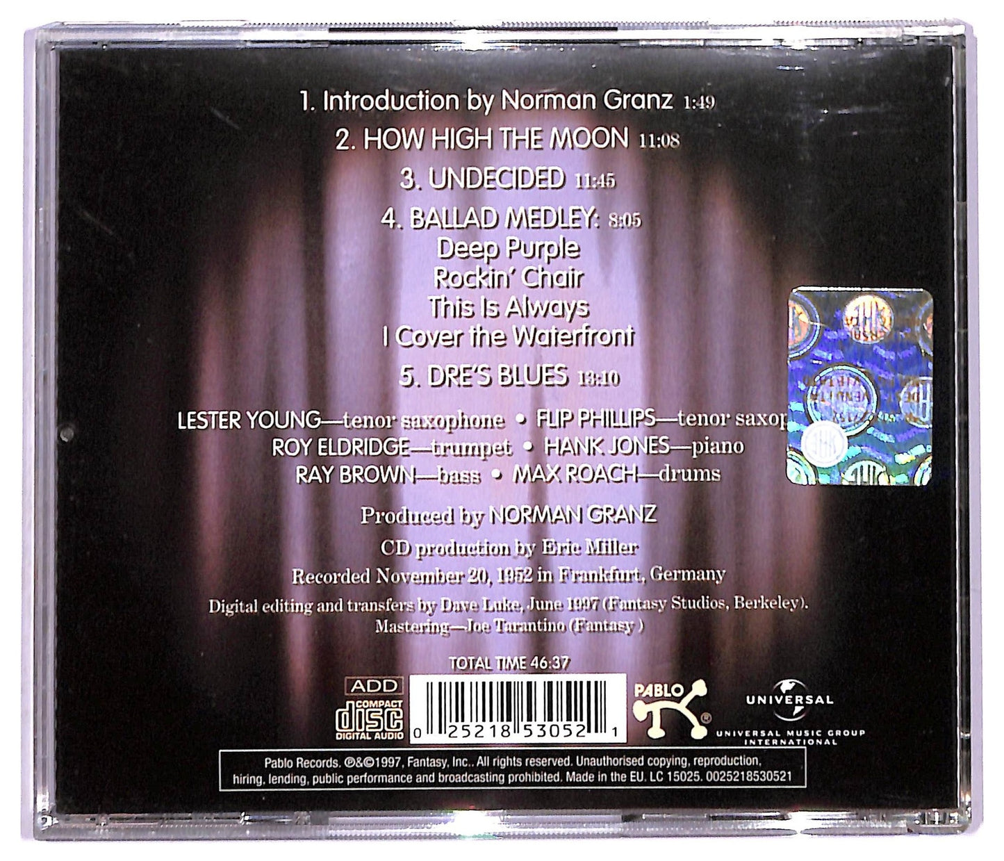 EBOND Lester Young - Jazz At The Philharmonic-Frankfurt 1952 CD CD091124