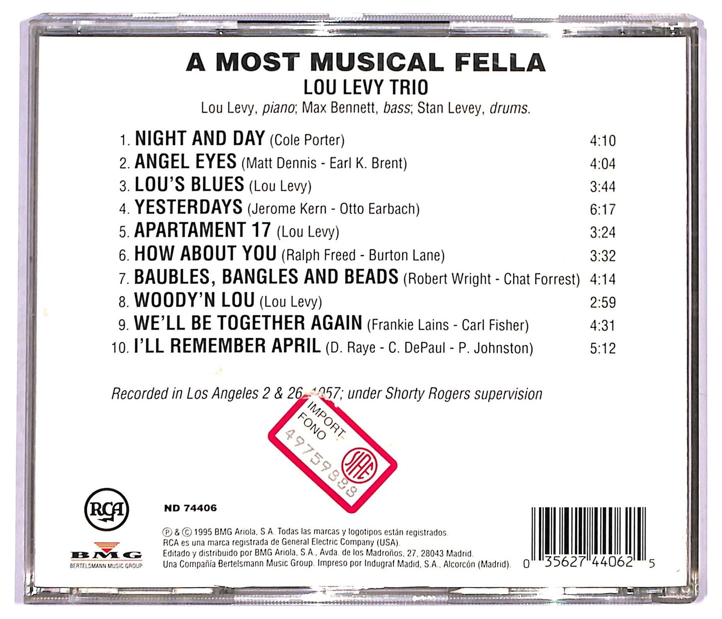 EBOND Lou Levy Trio - A Most Musical Fella CD CD091128