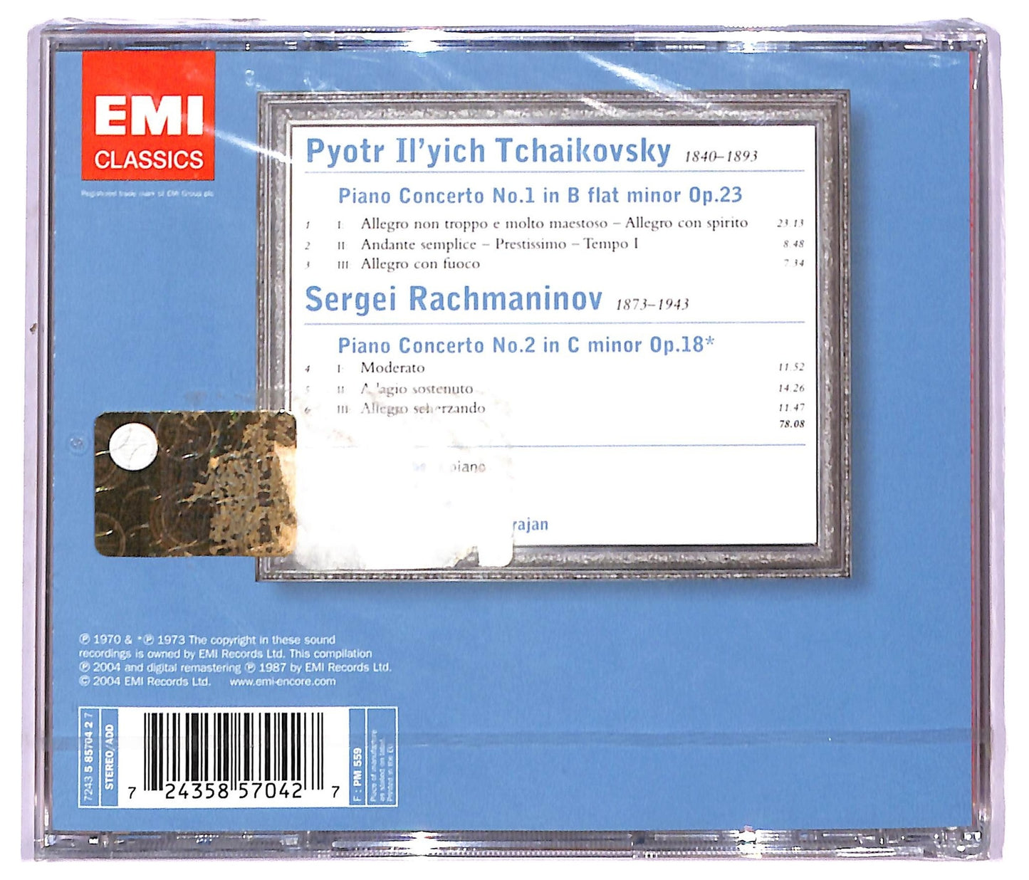 EBOND Tchaikovsky Rachmaninov - piano concerto NO.1 NO.2 CD CD091137