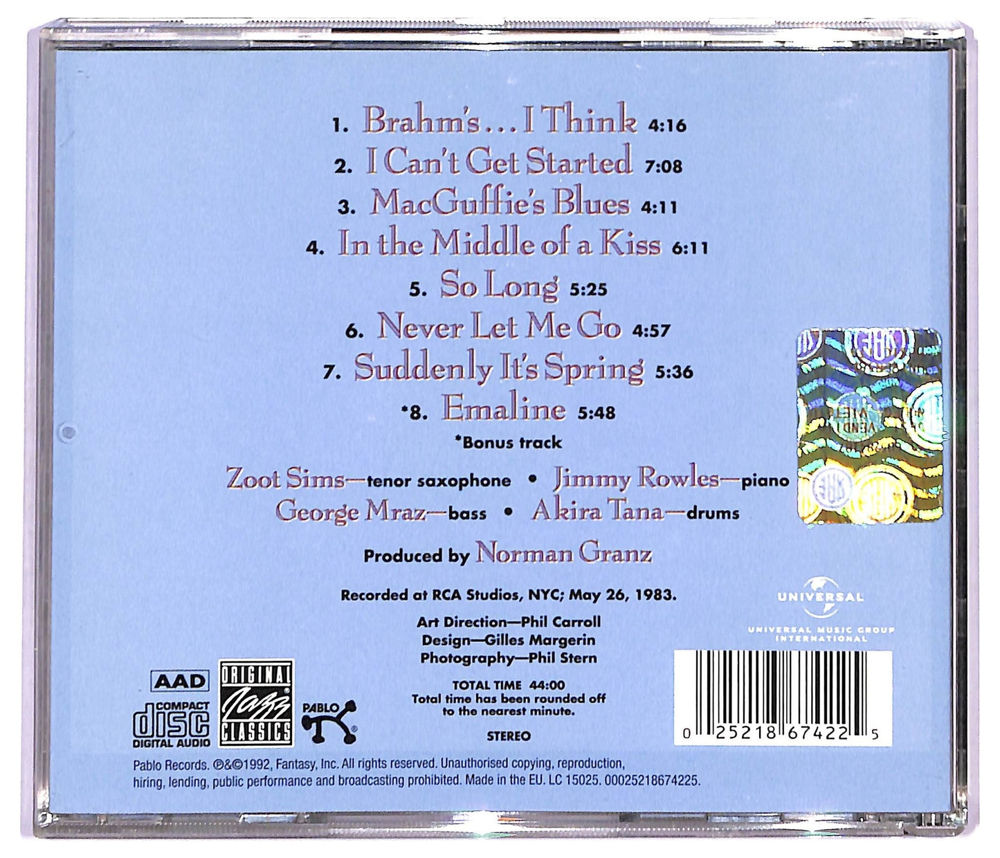 EBOND Zoot Sims - Suddenly It's Spring CD CD091161