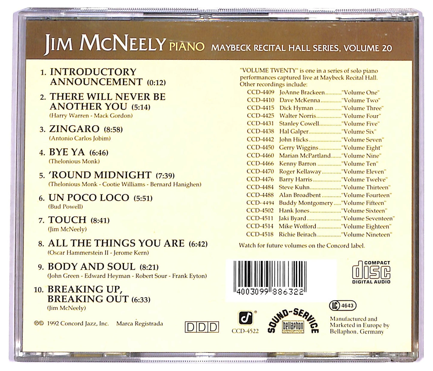EBOND Jim McNeely - At Maybeck CD CD091233