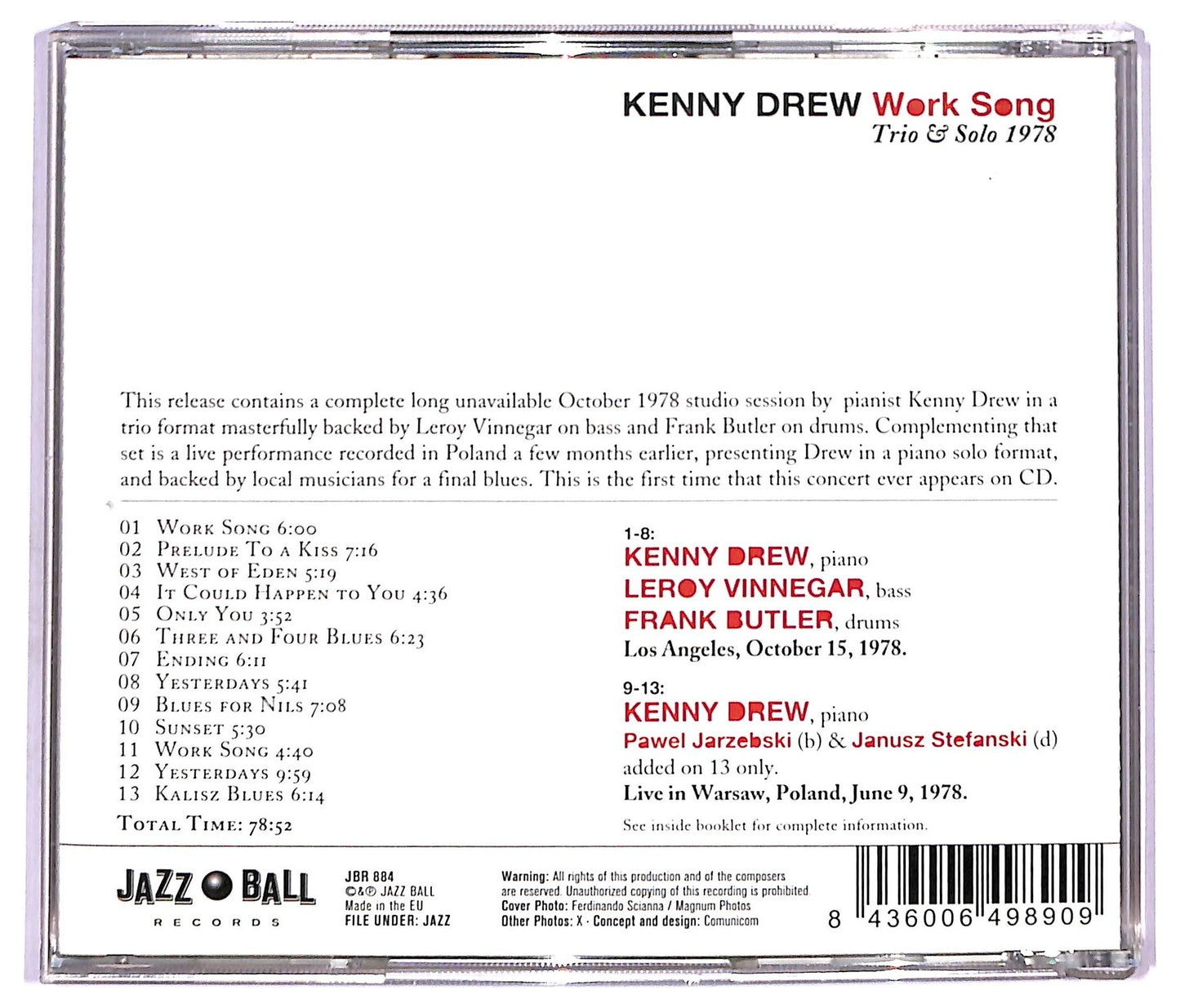 EBOND Kenny Drew - Kenny Drew Trio & Solo 1978 Work Song CD CD091247