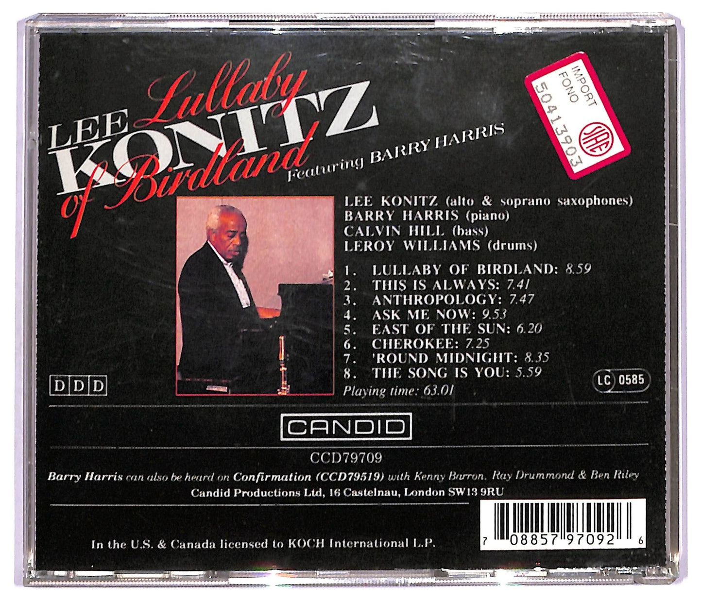 EBOND Lee Konitz - Lullaby Of Birdland CD CD091320