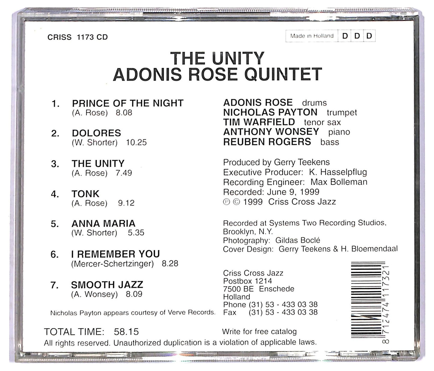 EBOND Adonis Rose Quintet - The Unity CD CD091448