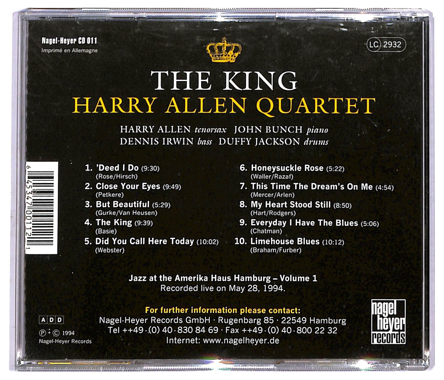 EBOND Harry Allen Quartet - The King CD CD091452