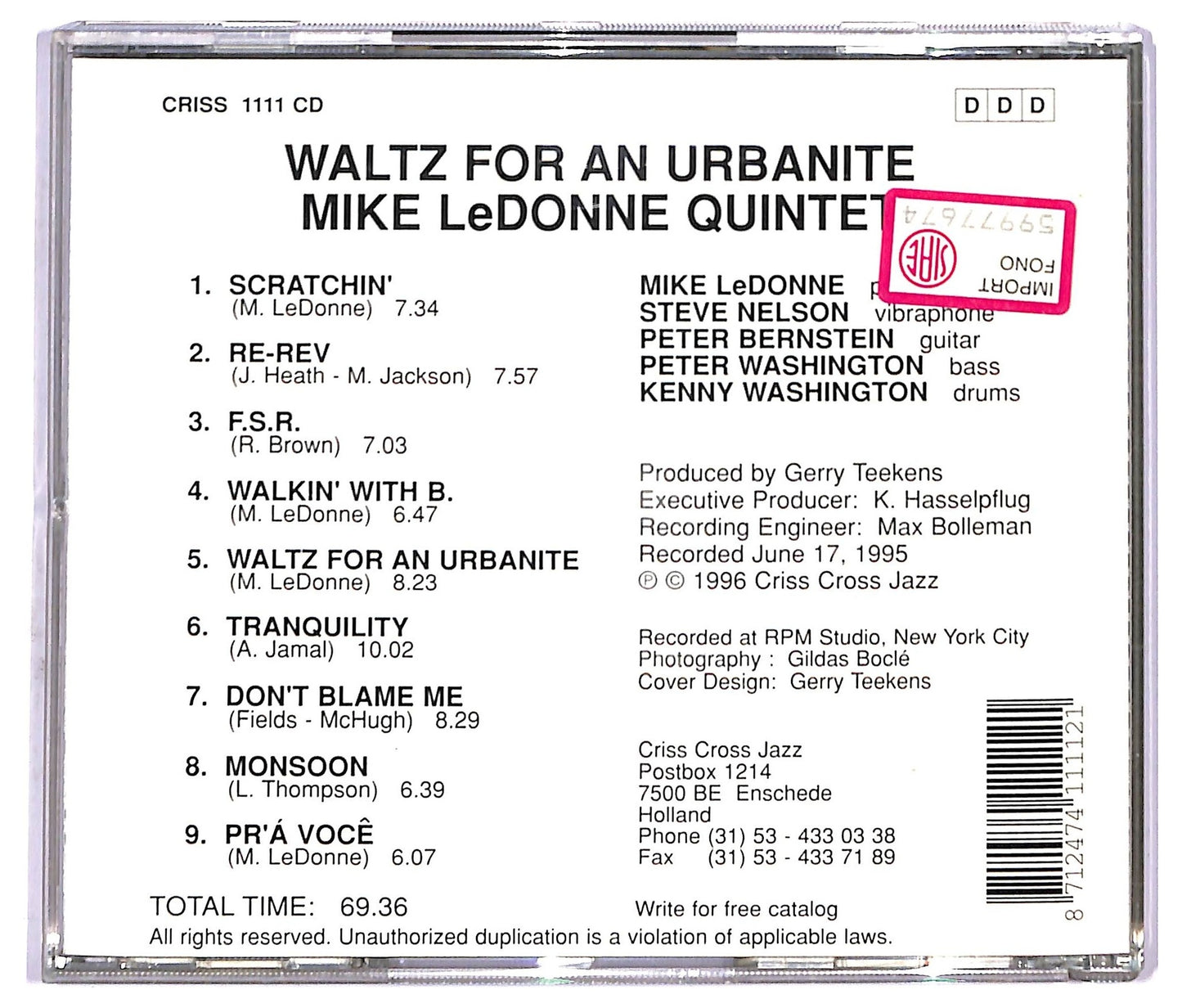 EBOND Mike LeDonne Quintet - Waltz For An Urbanite CD CD091454