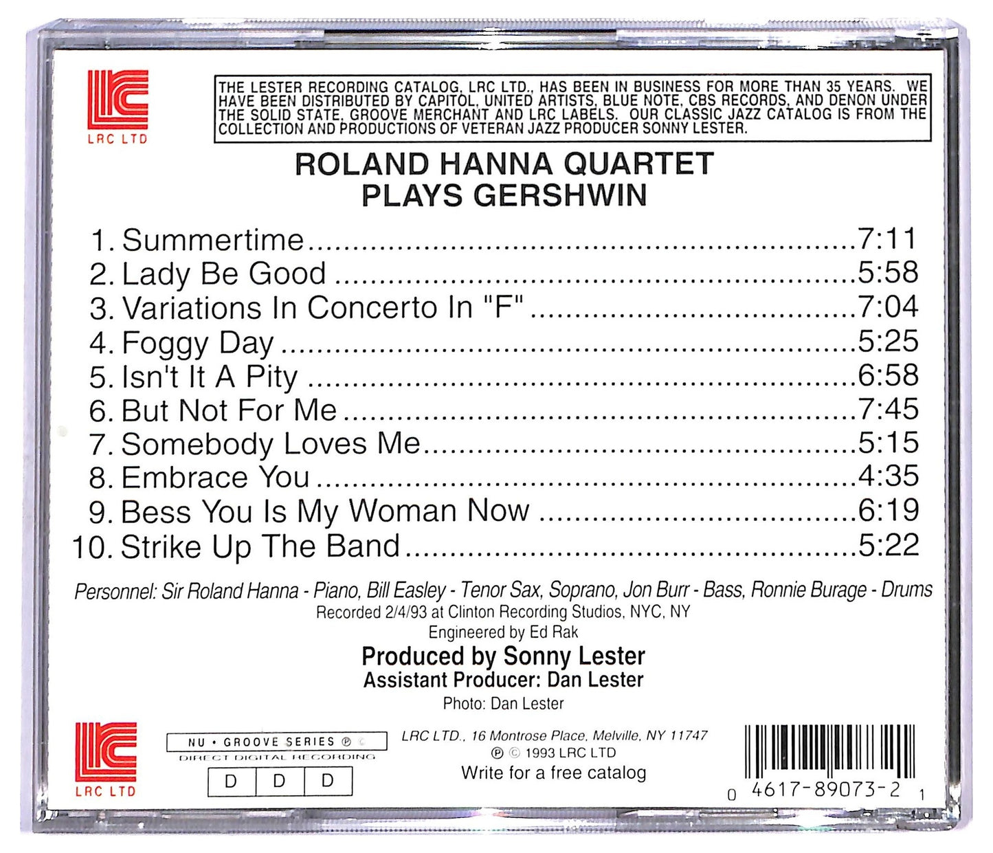 EBOND Roland Hanna Quartet - Plays Gershwin CD CD091549