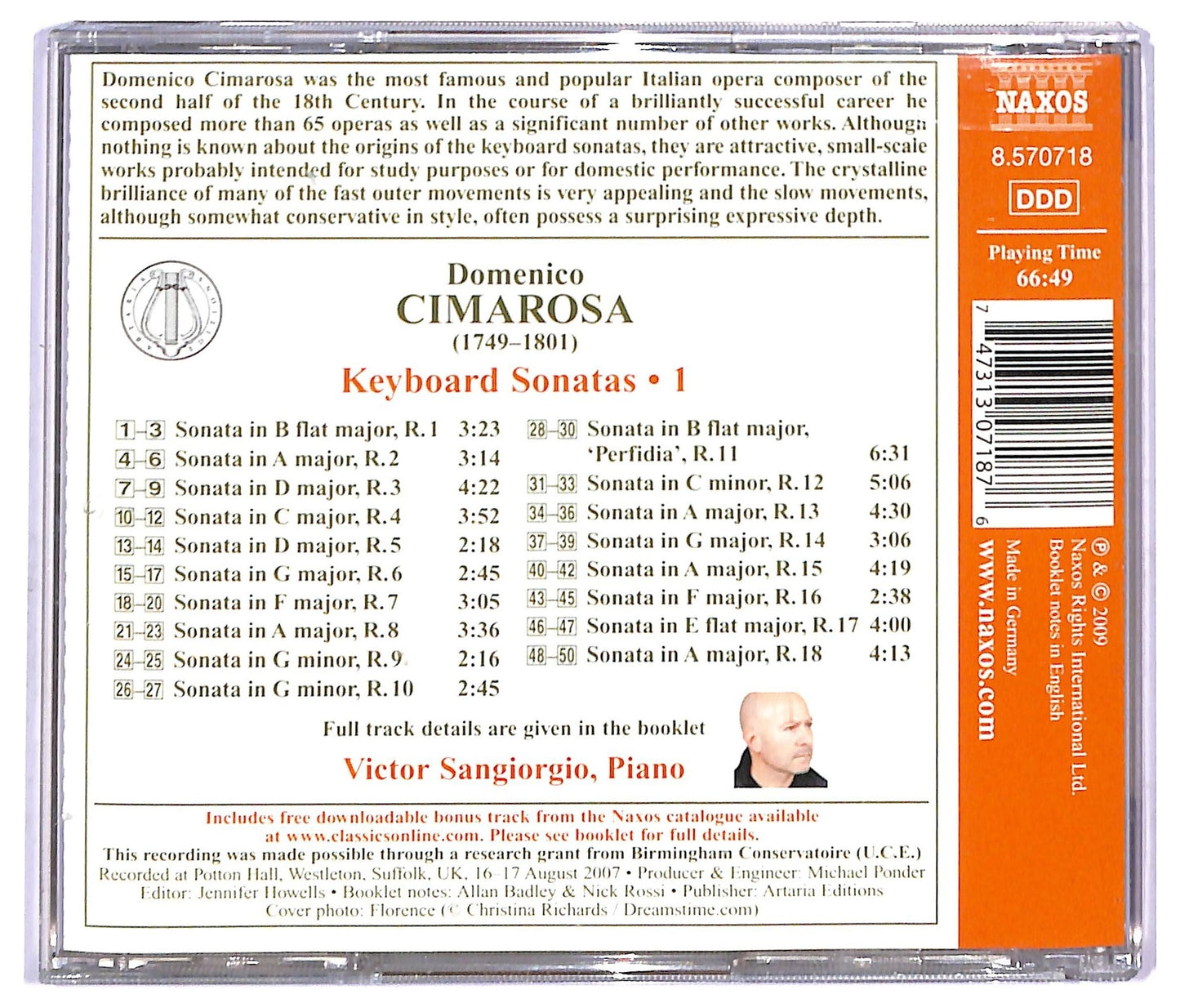 EBOND Domenico Cimarosa Victor Sangiorgio - Keyboard Sonatas 1 CD CD091551