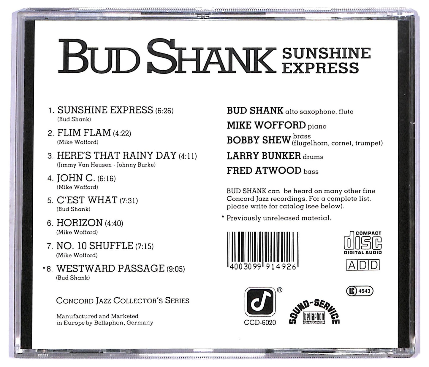 EBOND Bud Shank - Sunshine Express - Sunshine Express CD CD091560