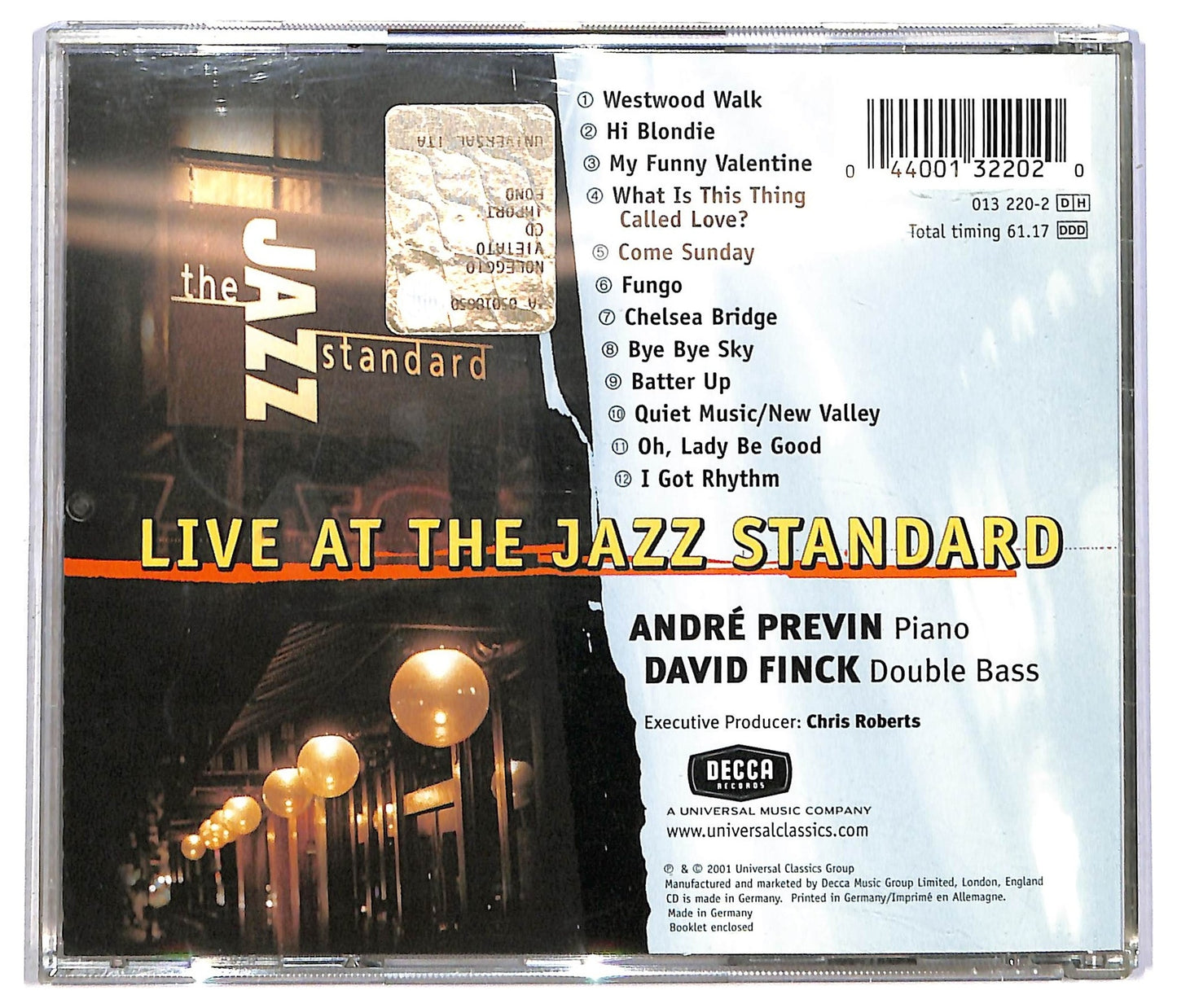 EBOND Andre Previn With David Finck - Live At The Jazz Standard CD CD091607