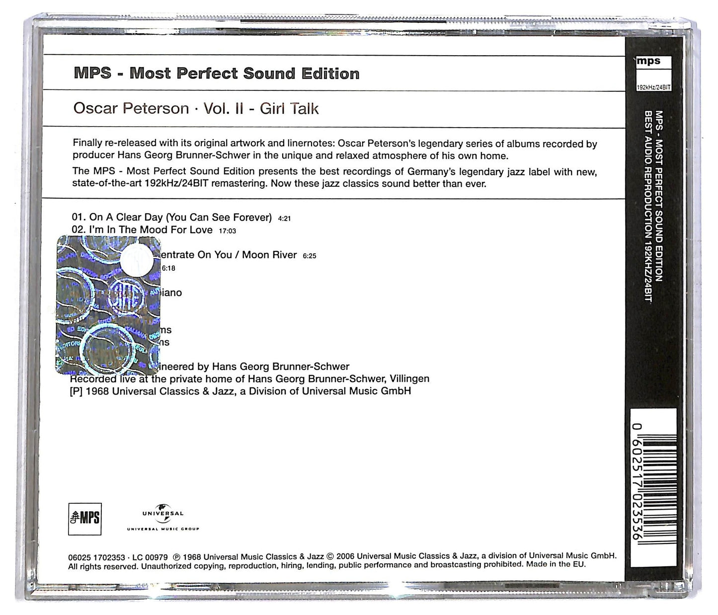EBOND Oscar Peterson - Girl Talk CD CD091627