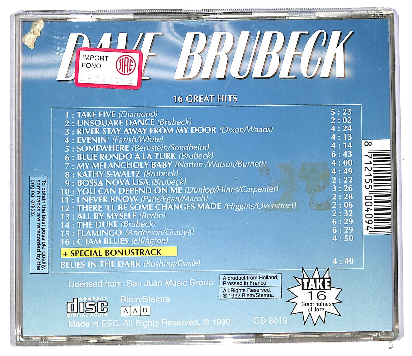 EBOND Dave Brubeck - 16 Great Hits CD CD091659