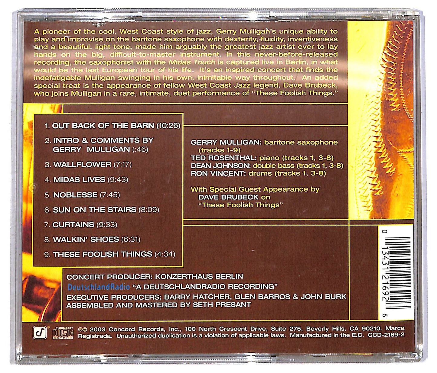 EBOND Gerry Mulligan - Midas Touch Live In Berlin CD CD091710