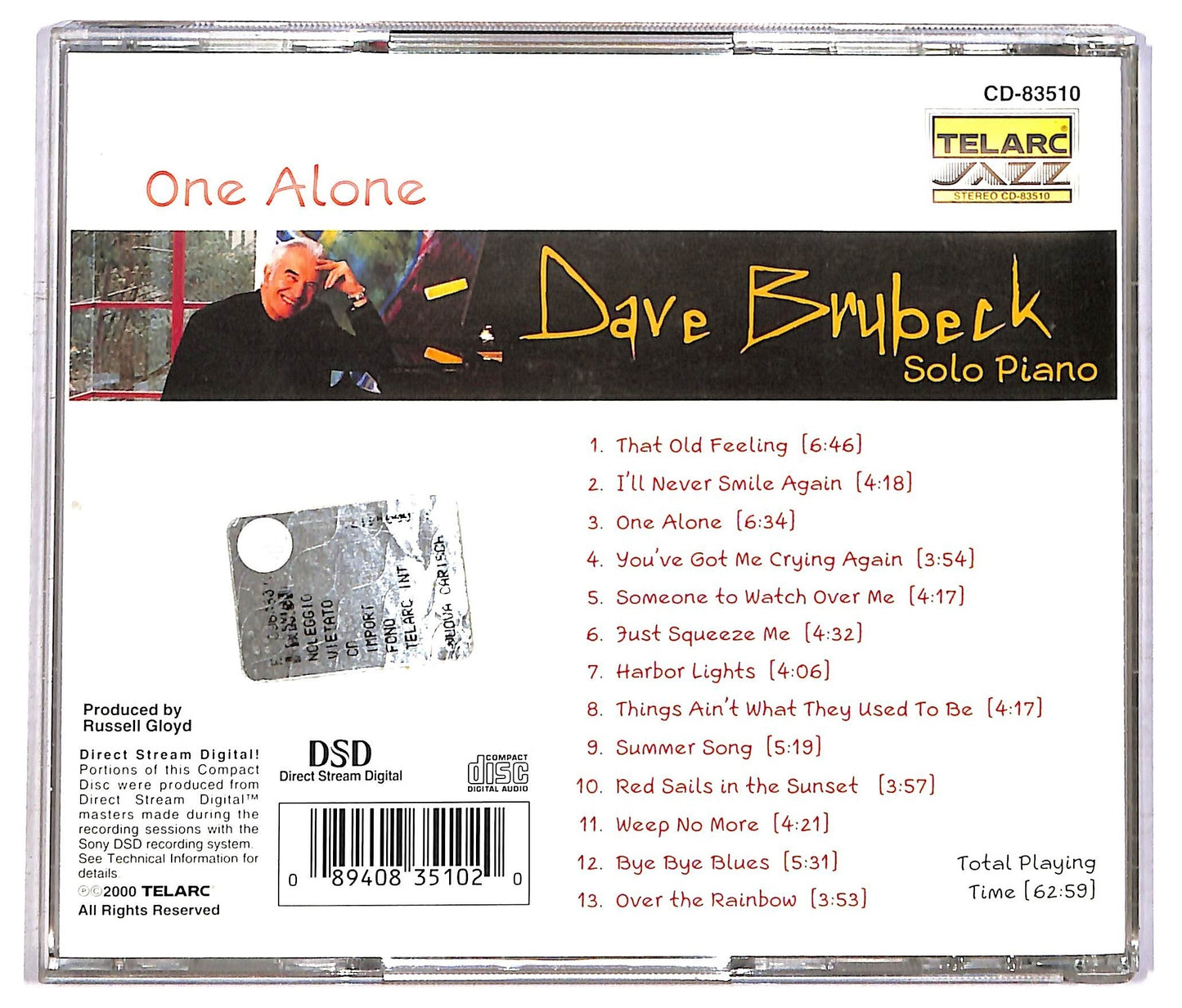 EBOND Dave Brubeck - One Alone: Solo Piano CD CD091820