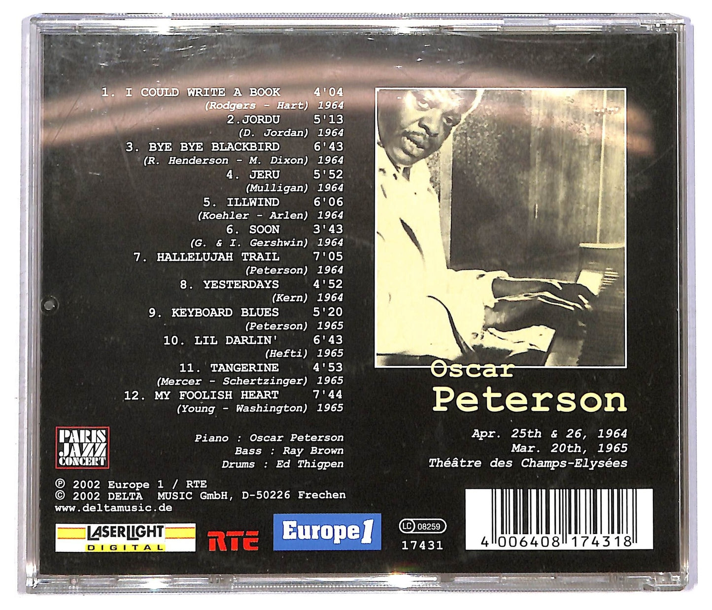 EBOND Oscar Peterson - Apr. 25th & 26 1964 Mar. 20th, 1965 Theatre Des Champs-Elysees CD CD091853